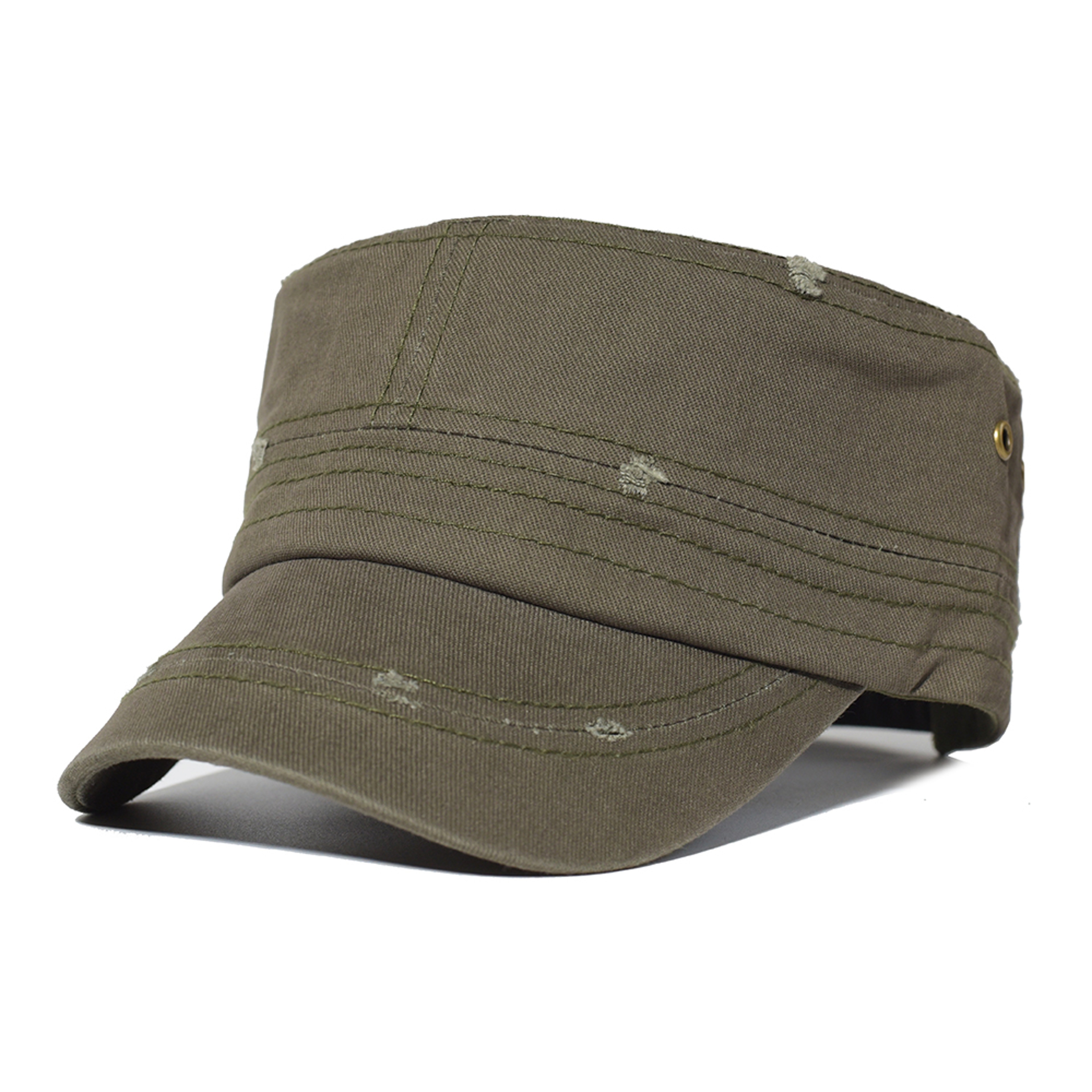 Washed Cotton Flat Cap, Unique Design Military Hat for Men Women, Four Seasons Vintage Flat Top Cap. – view 17