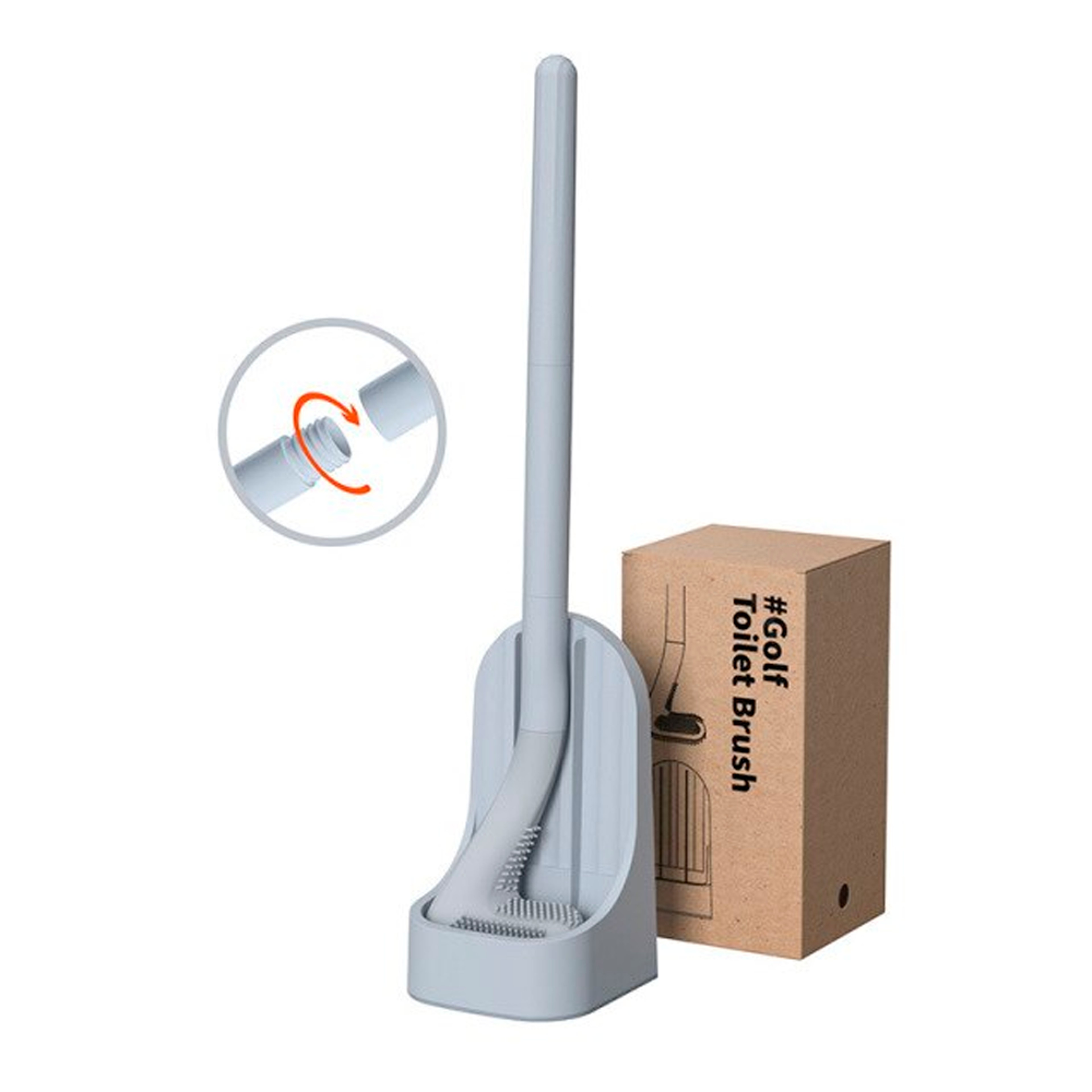 Long-Handled Toilet Brush Gray removable