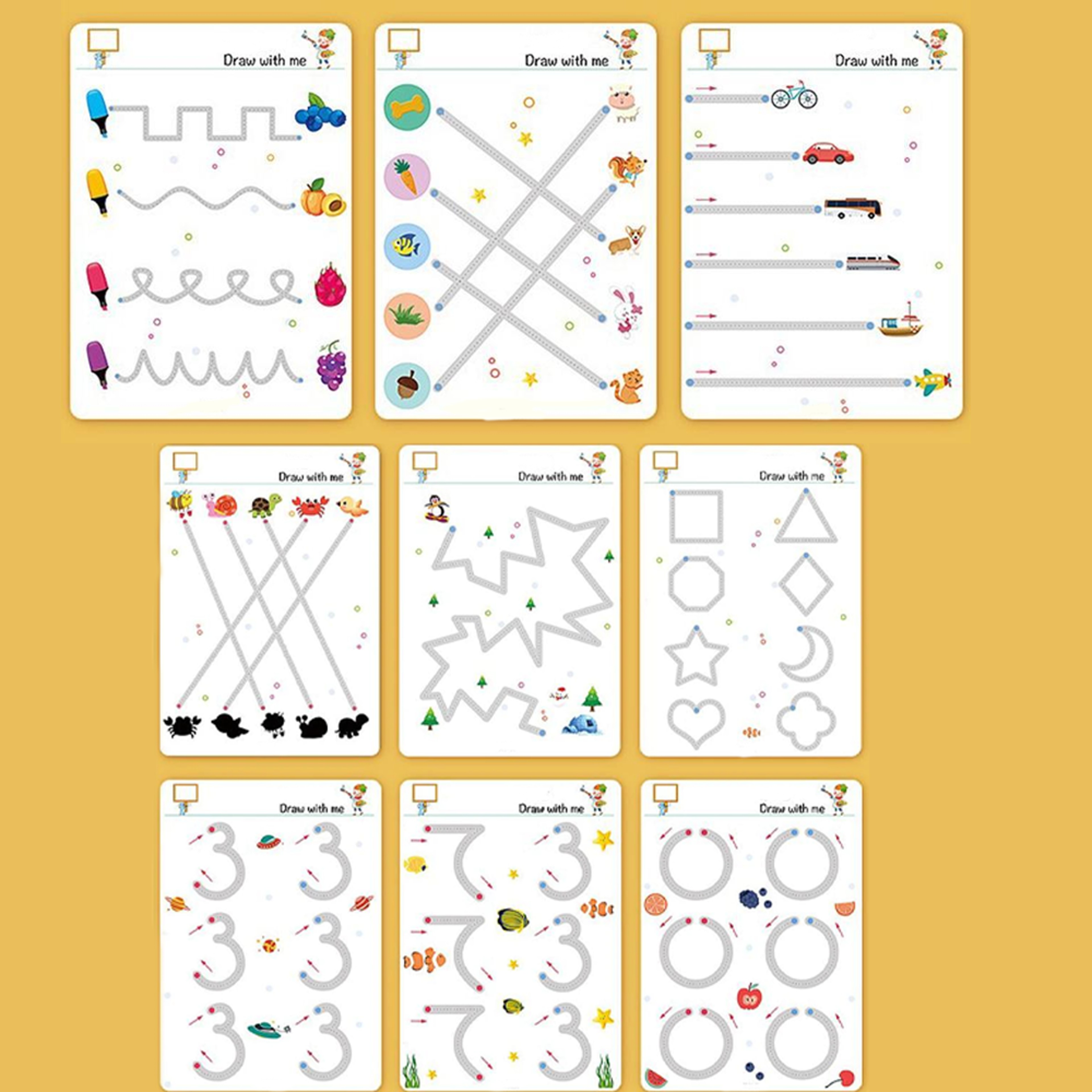 Birthday gift tracing workbook for toddlers