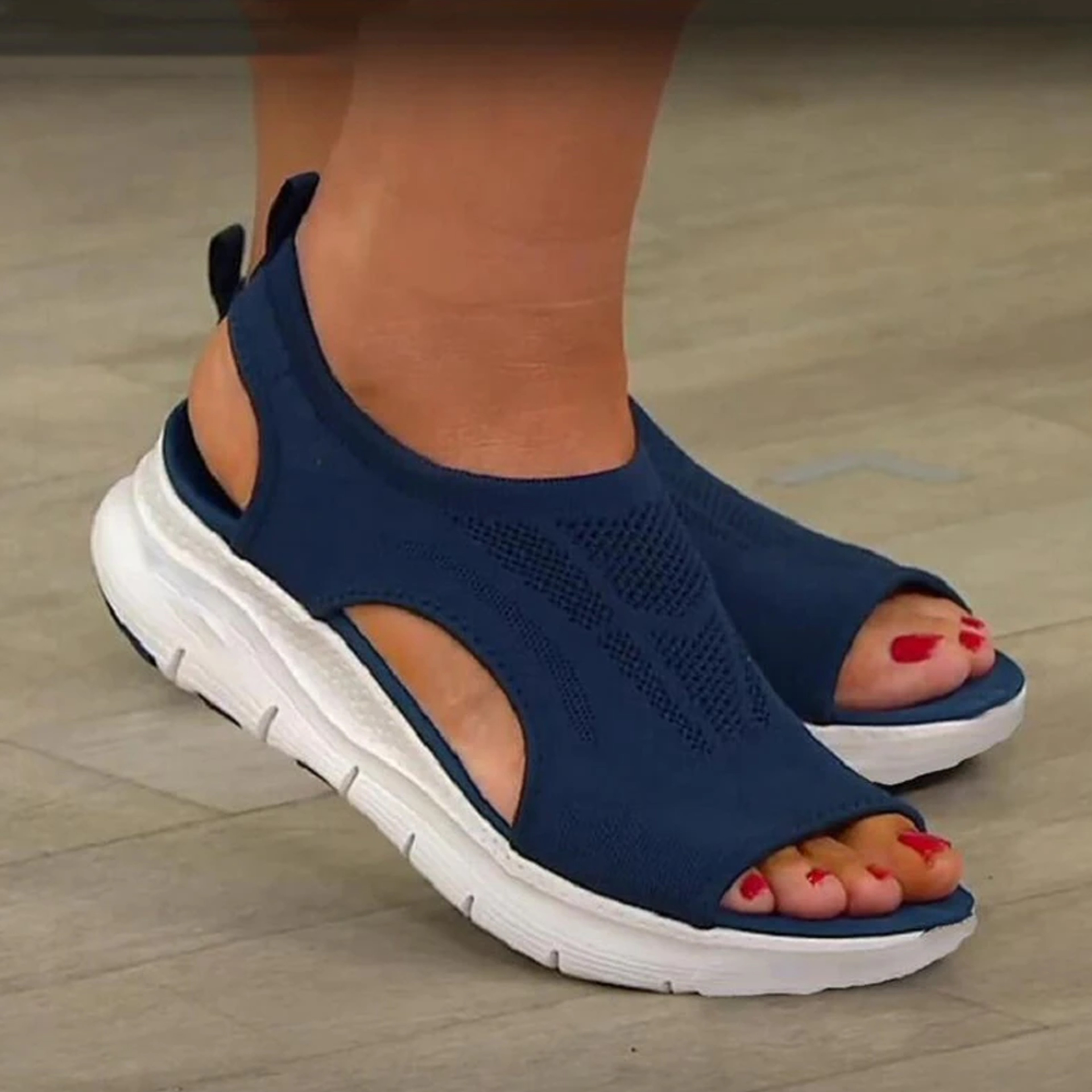 Supportive stretch orthotic sandals for long walks