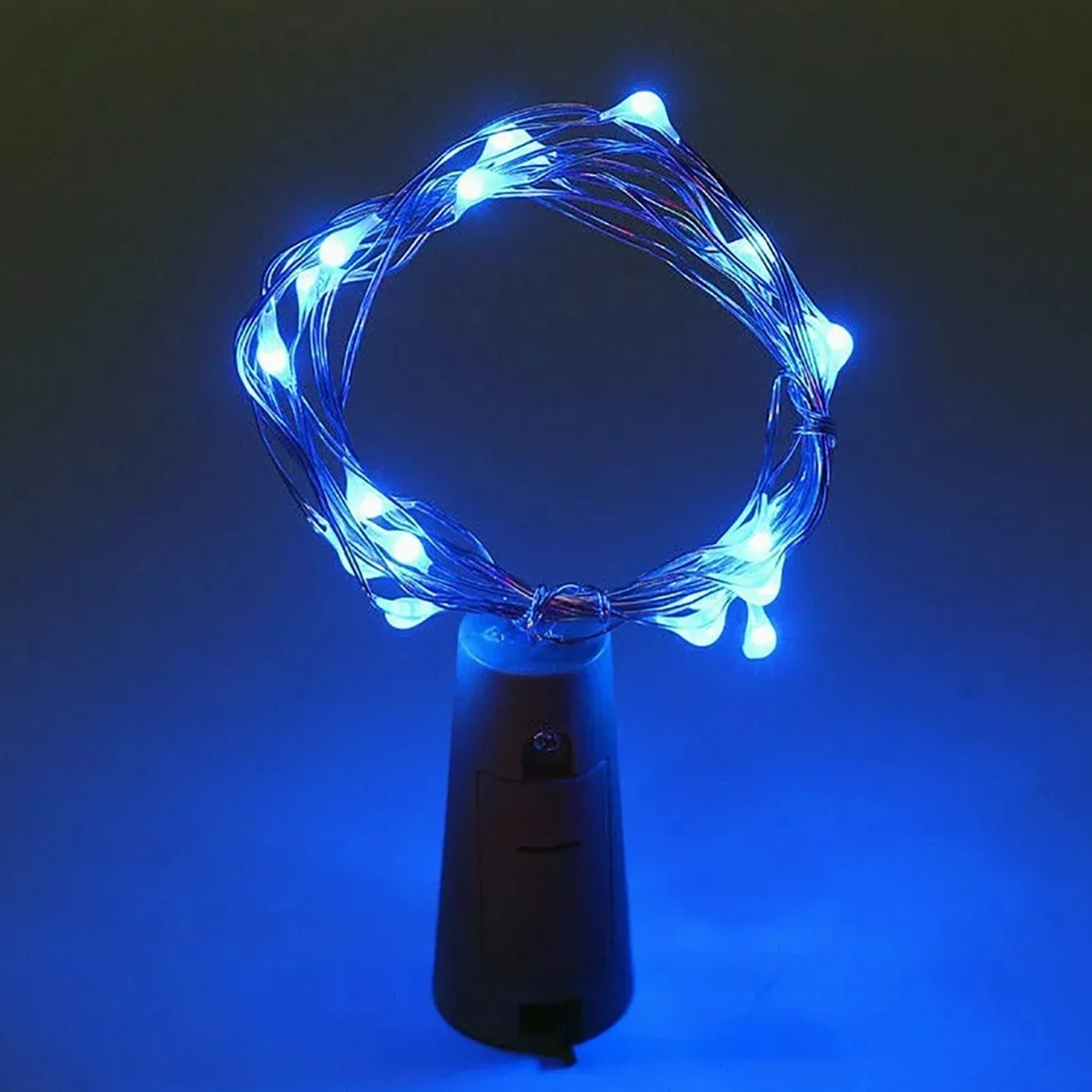 Cork Wine Bottle String Light blue