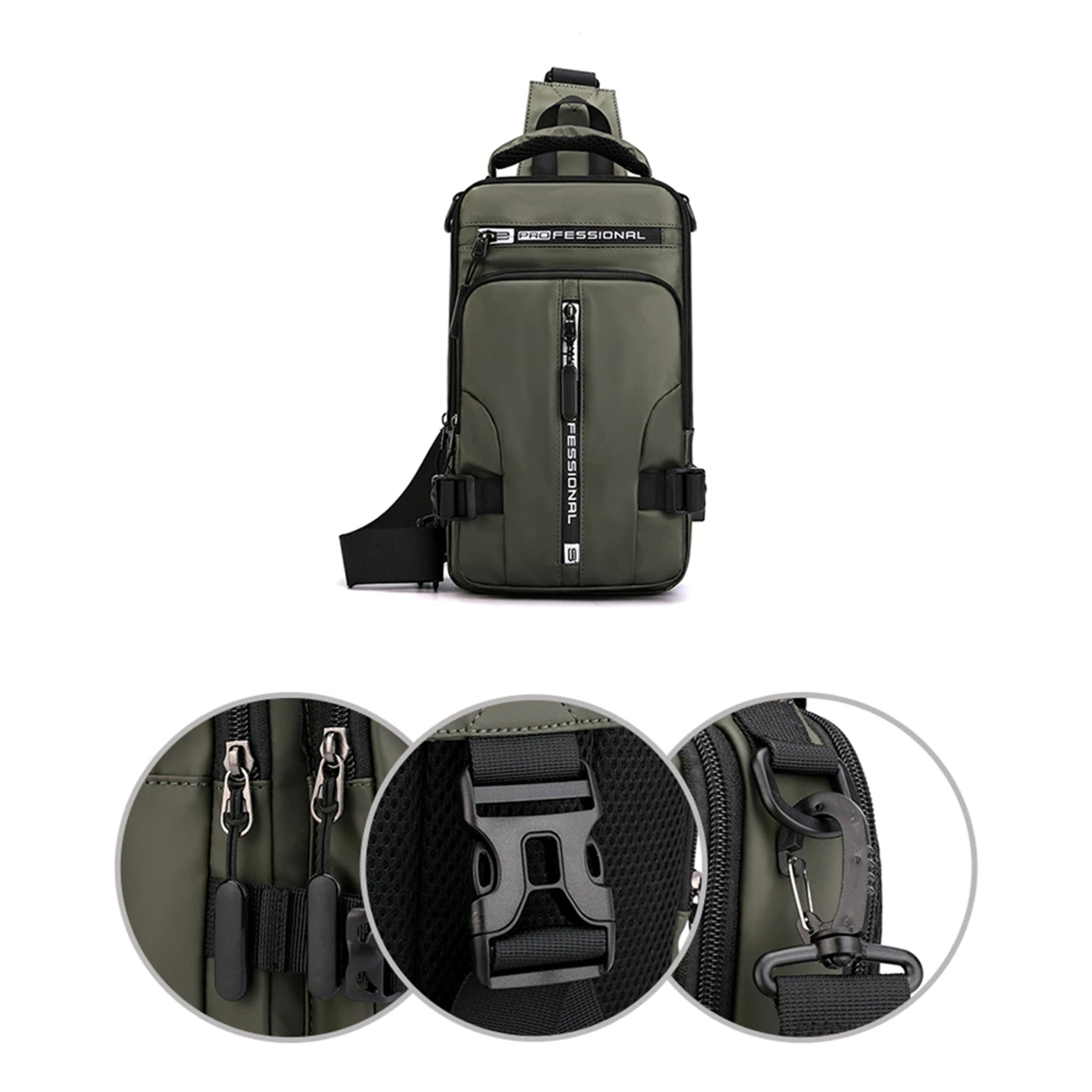 Unisex waterproof crossbody bag with adjustable straps