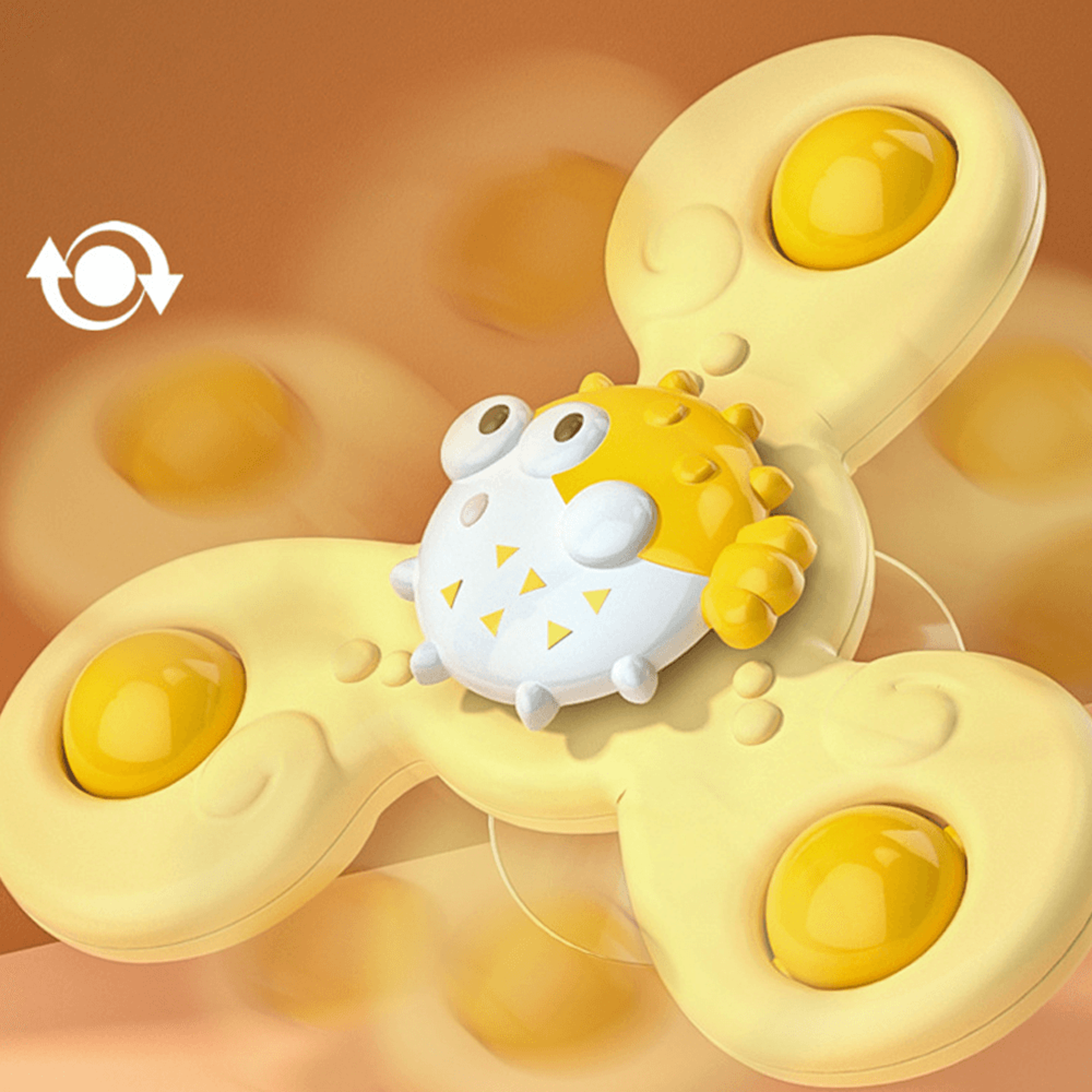 Rotating Suction Cup Baby Bath Toy Yellow