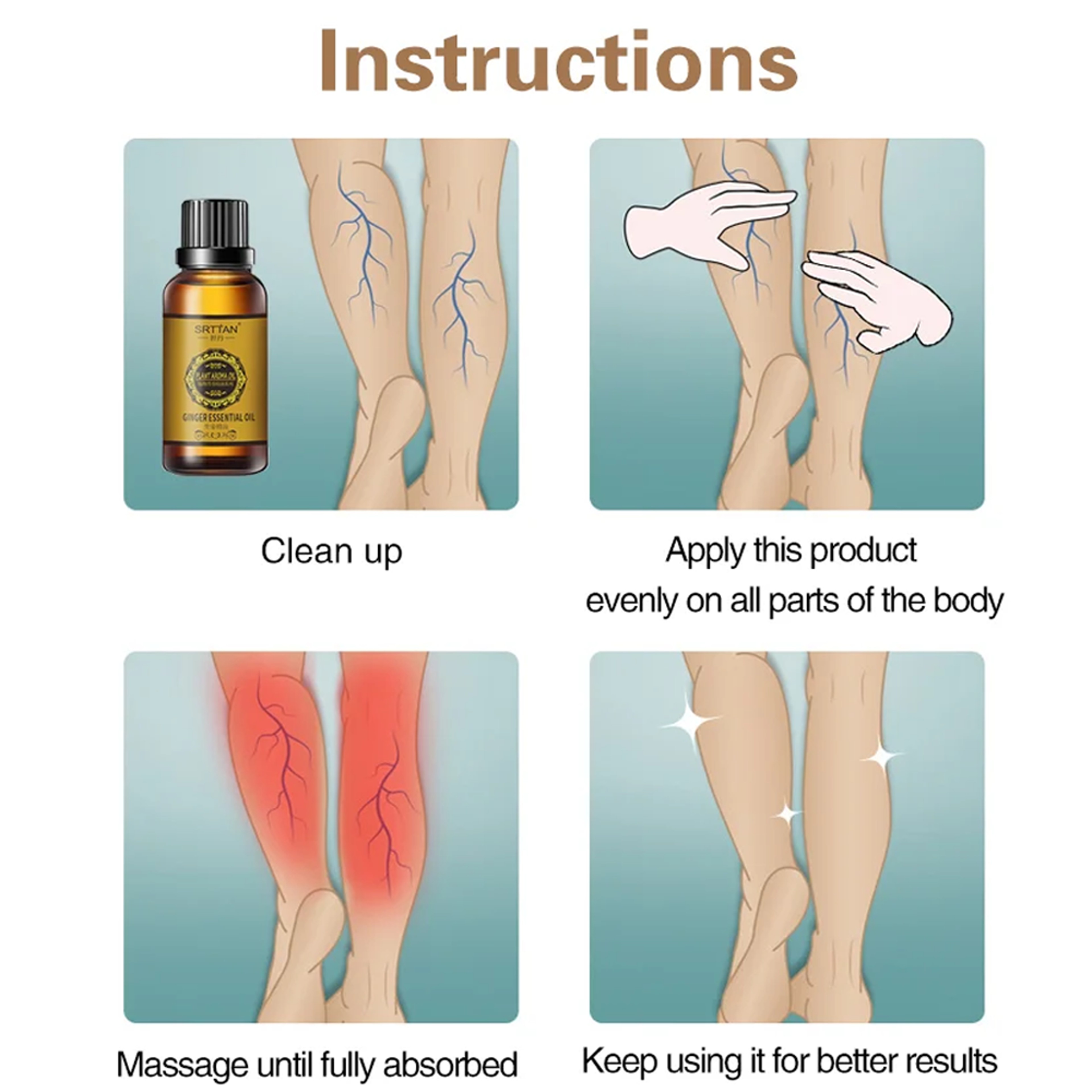 Organic ginger essential oil for muscle pain