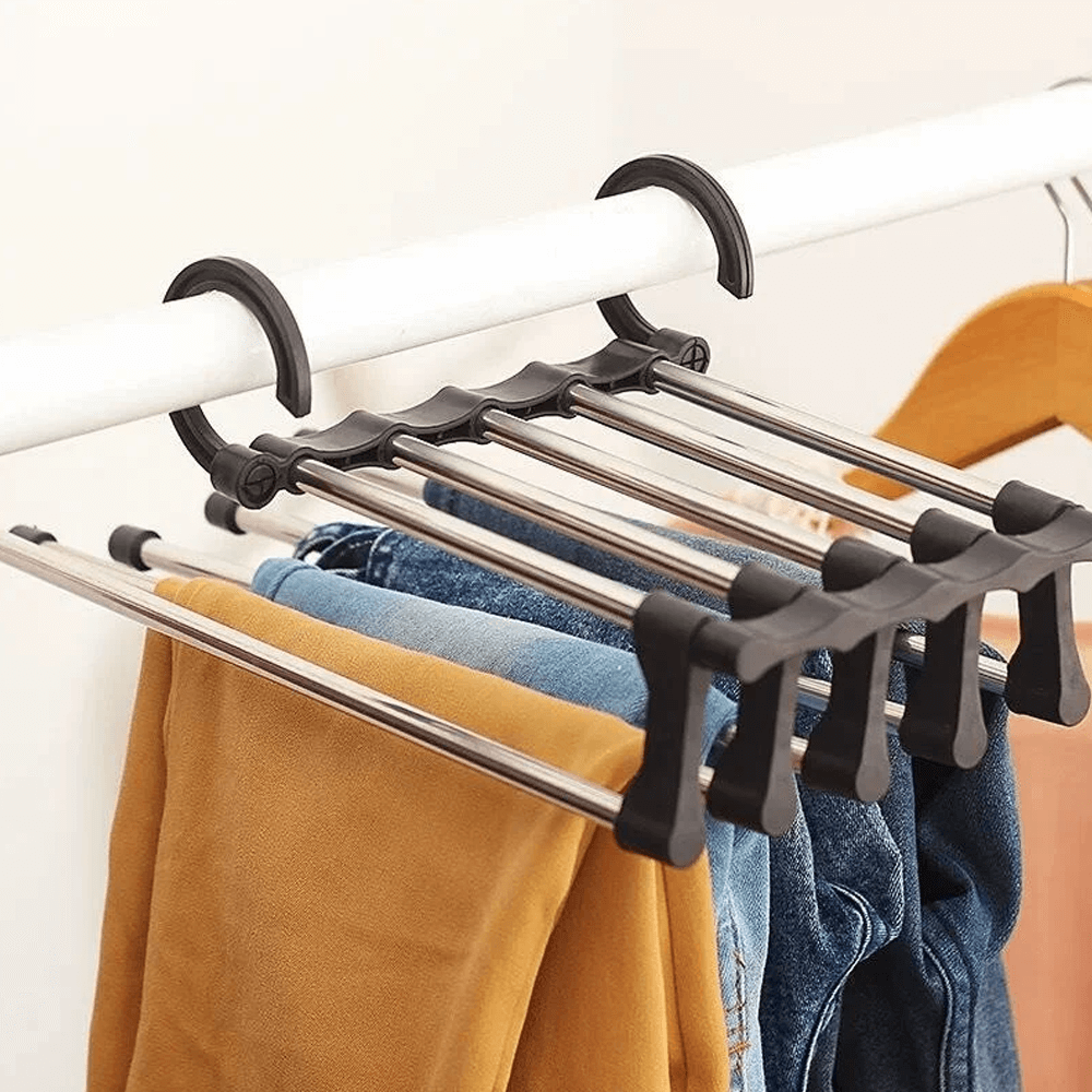 Adjustable multifunctional pants hanger organizer