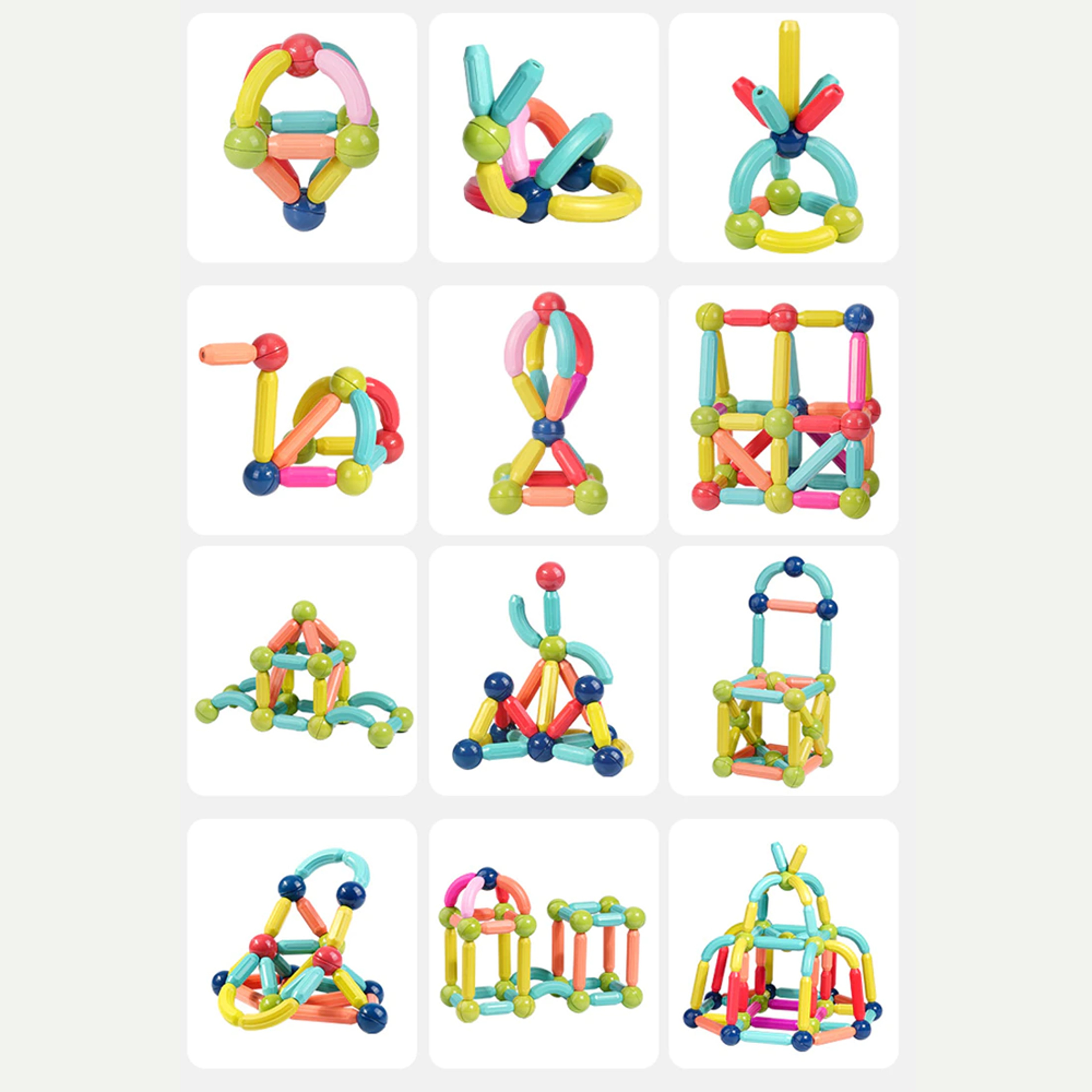 Colorful magnetic building blocks for cognitive development