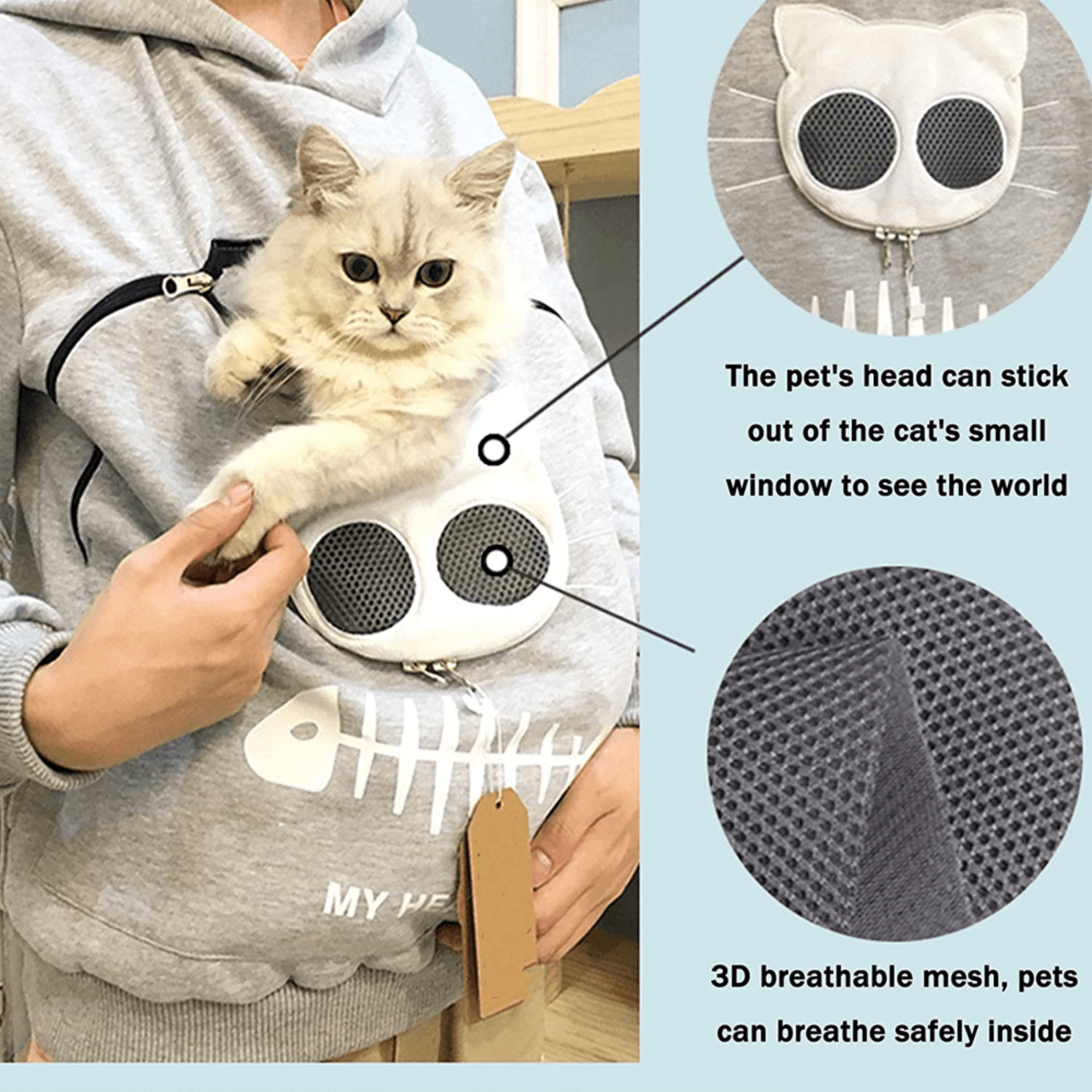 Stylish hoodie with integrated cat pouch