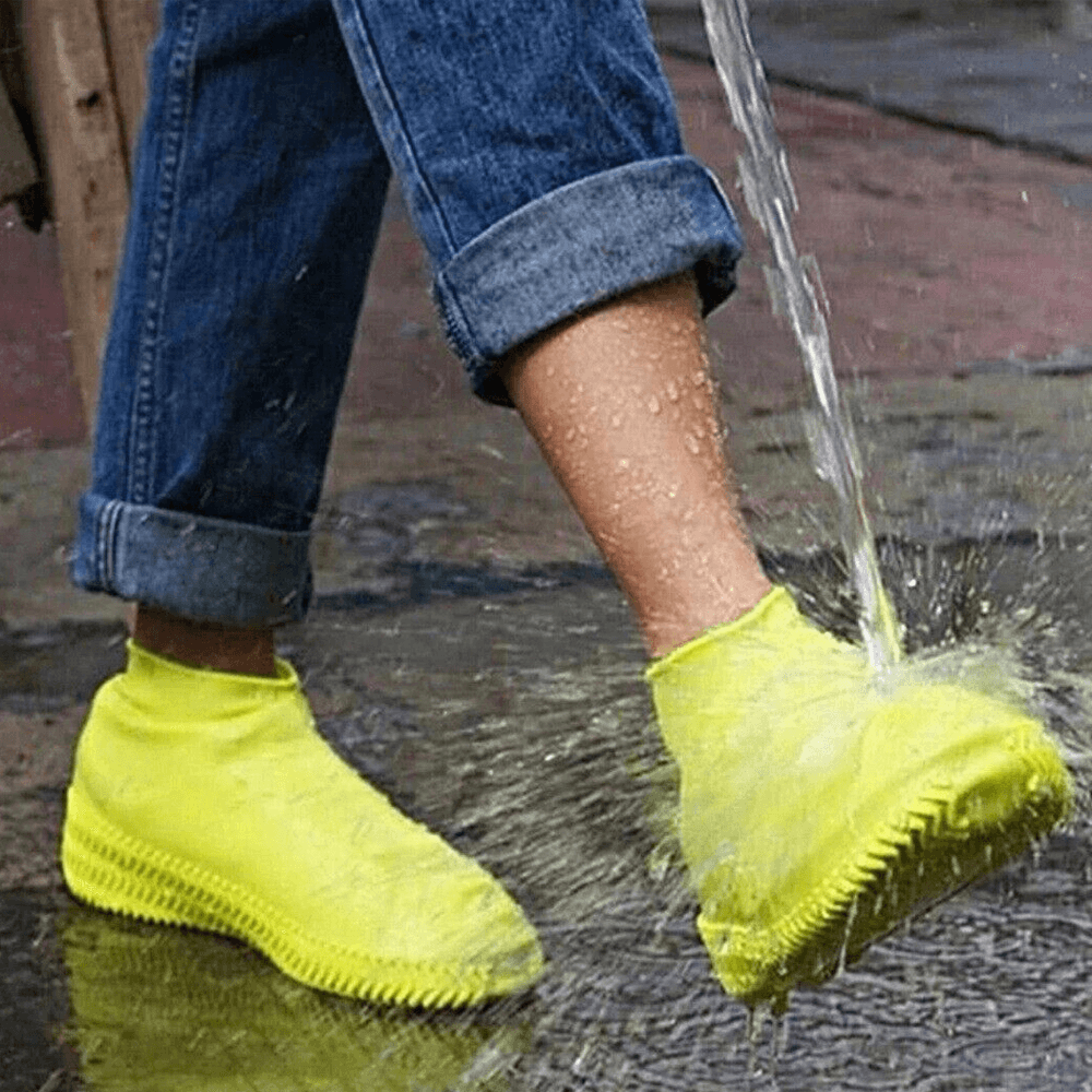 Waterproof Reusable Silicone Shoe Covers Yellow