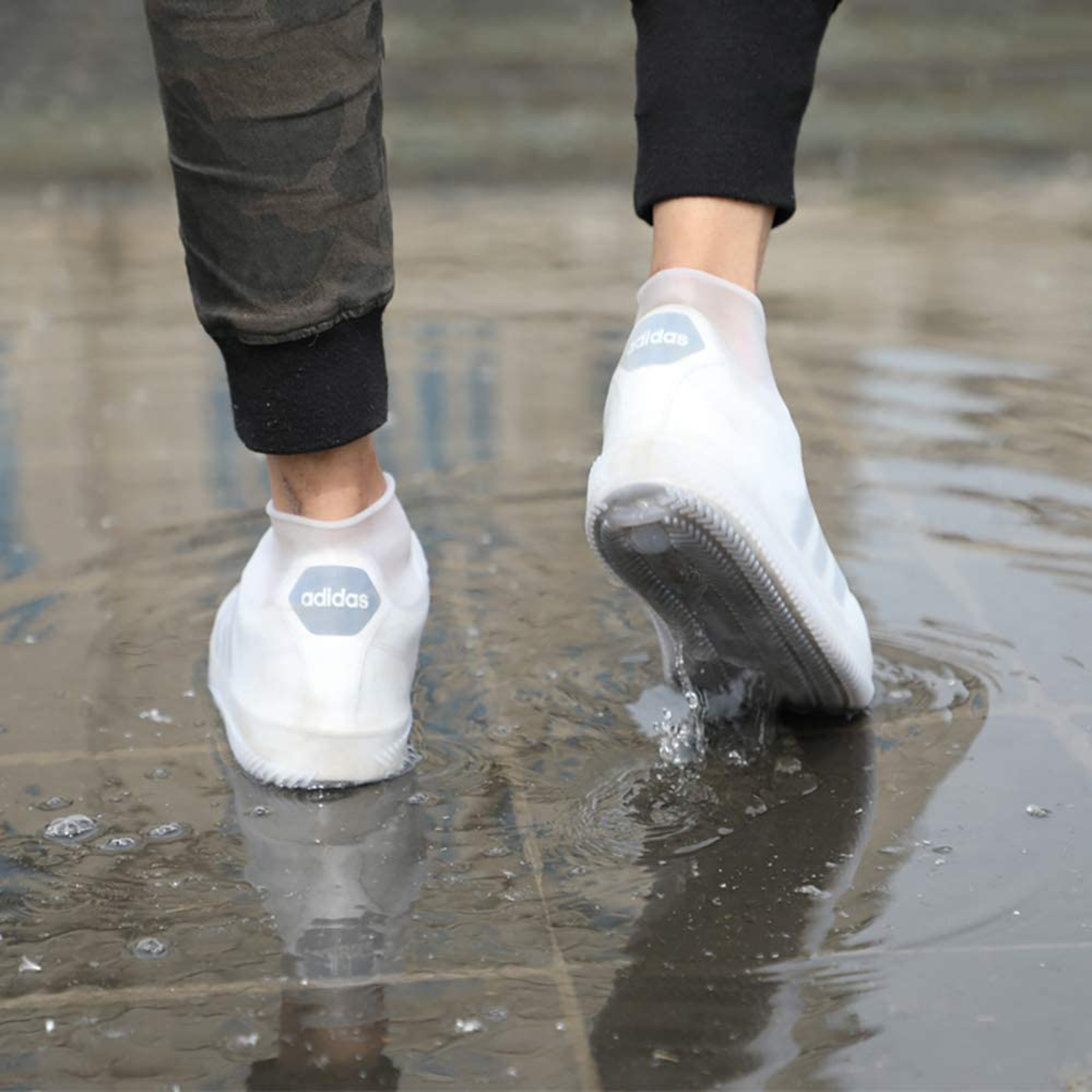 Waterproof Reusable Silicone Shoe Covers for Rainy Days White