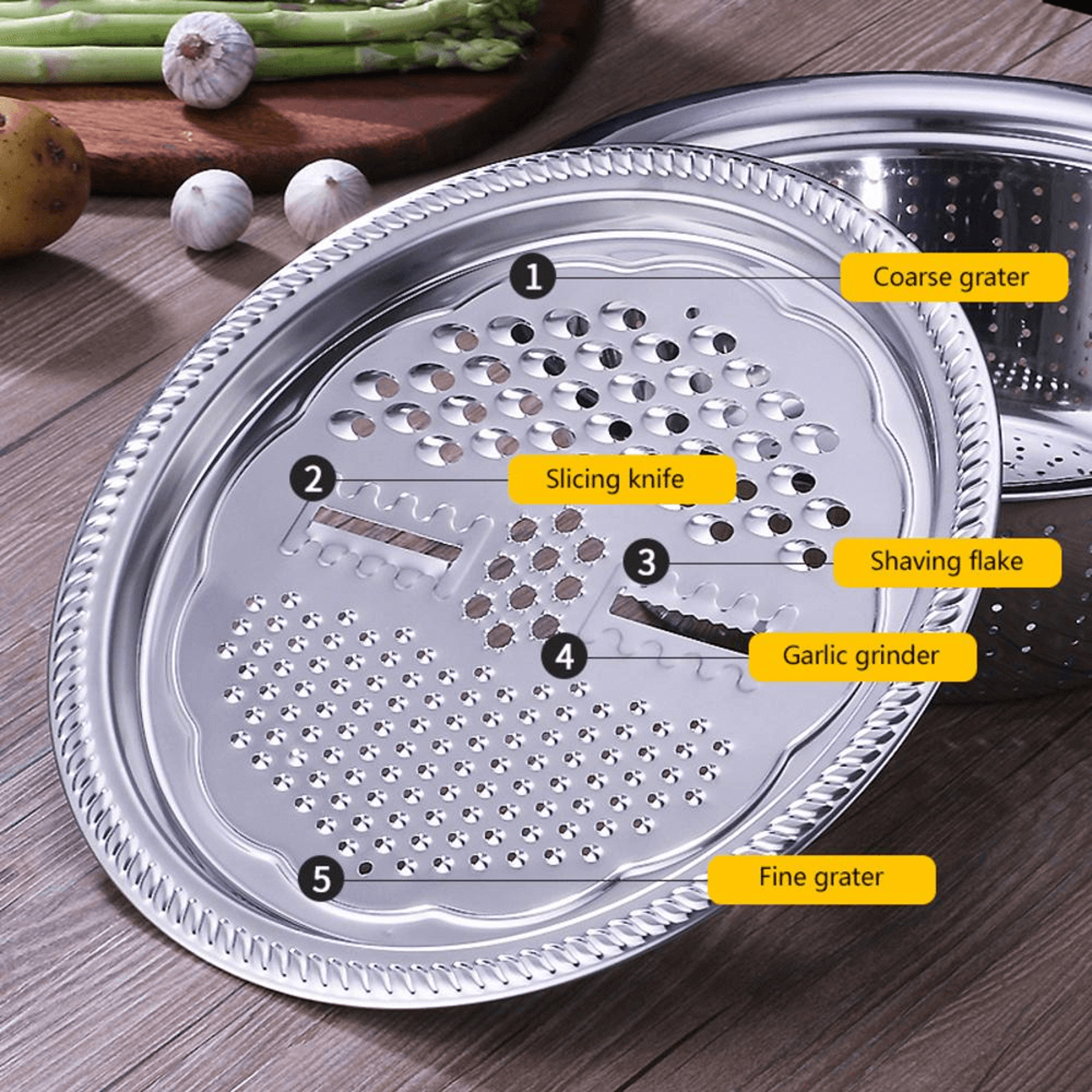 Multifunctional Stainless Steel Drain Basket | Vegetable Slicer Grater For Kitchen| 3 In 1 Cheese Grater Drain Basin6