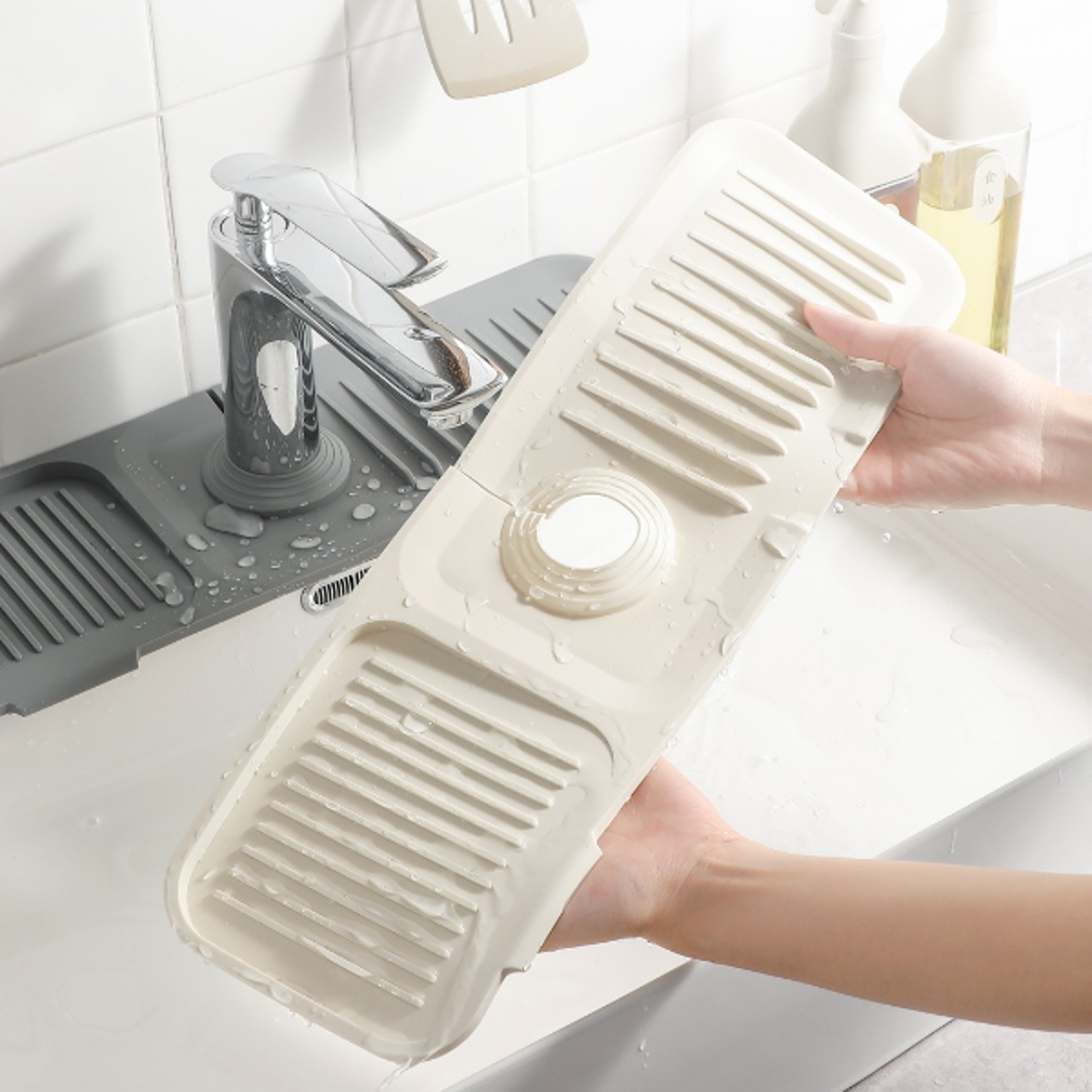 Kitchen Sink Silicone Splash Guard natural