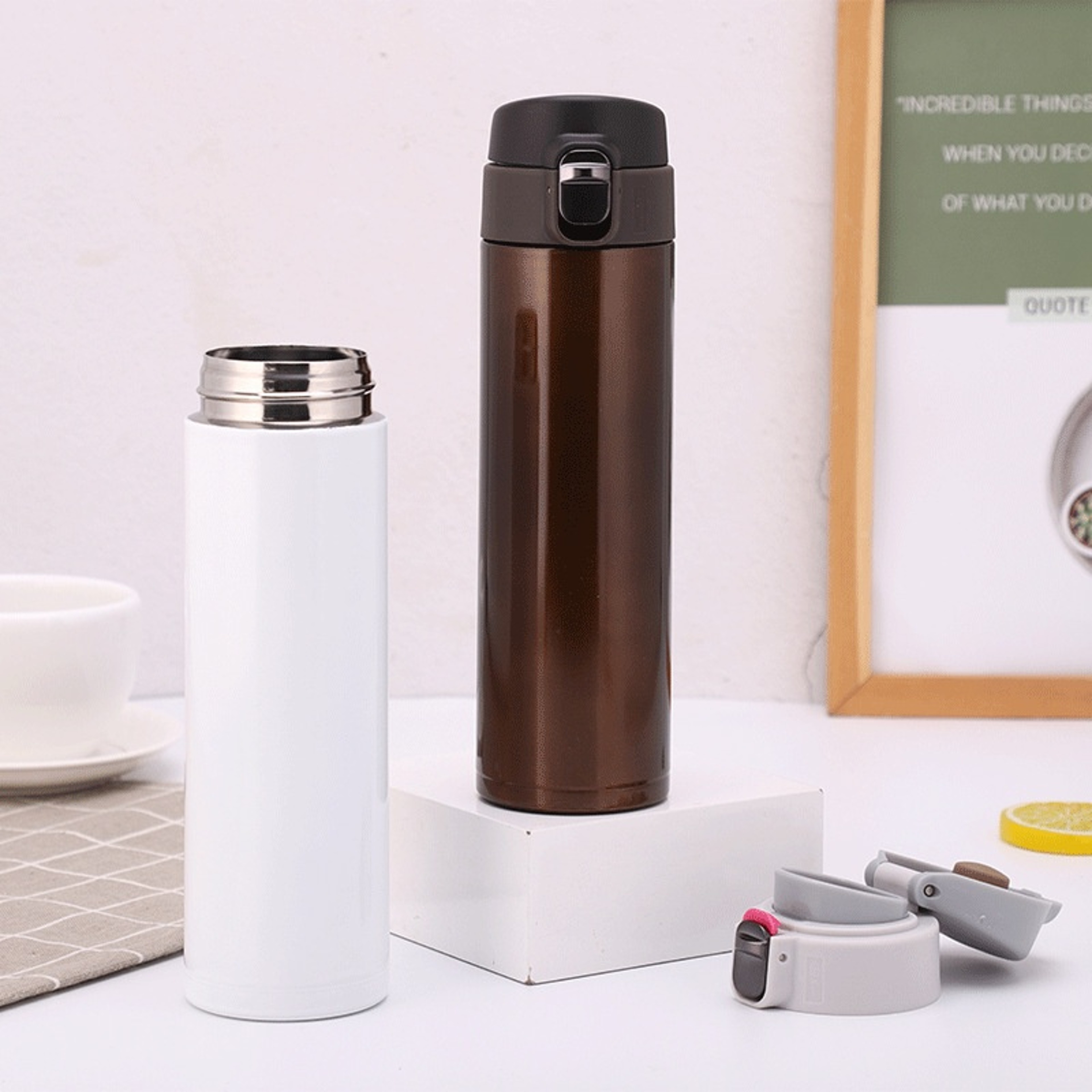 Creative Bullet Cover Thermos Cup For School Durable Direct Drinking Solid Color Water Cup 0