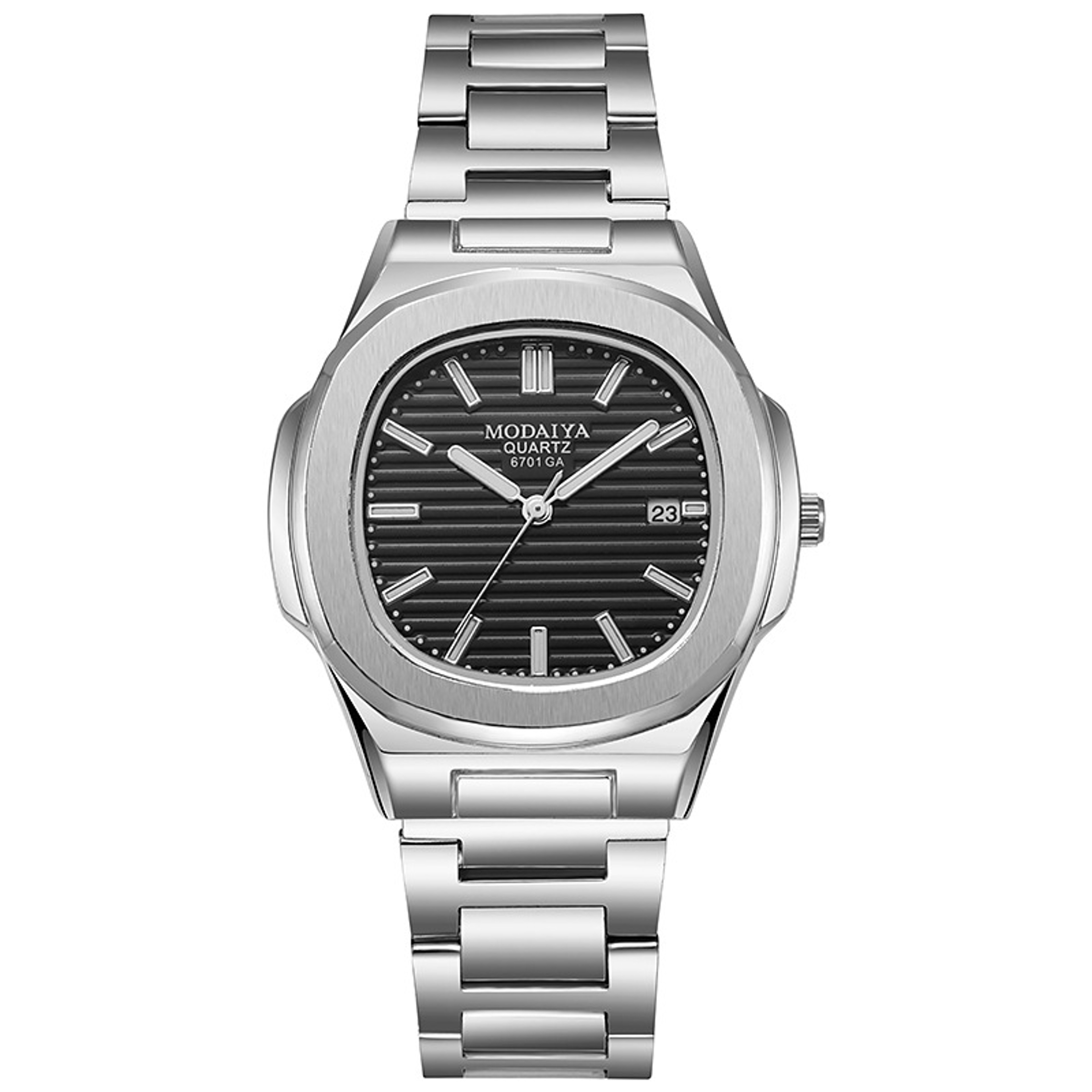 Luxury Quartz Wrist Watch For Men Big Dial Stainless Steel Calendar Watch Classic Silver Fashion Wa 4