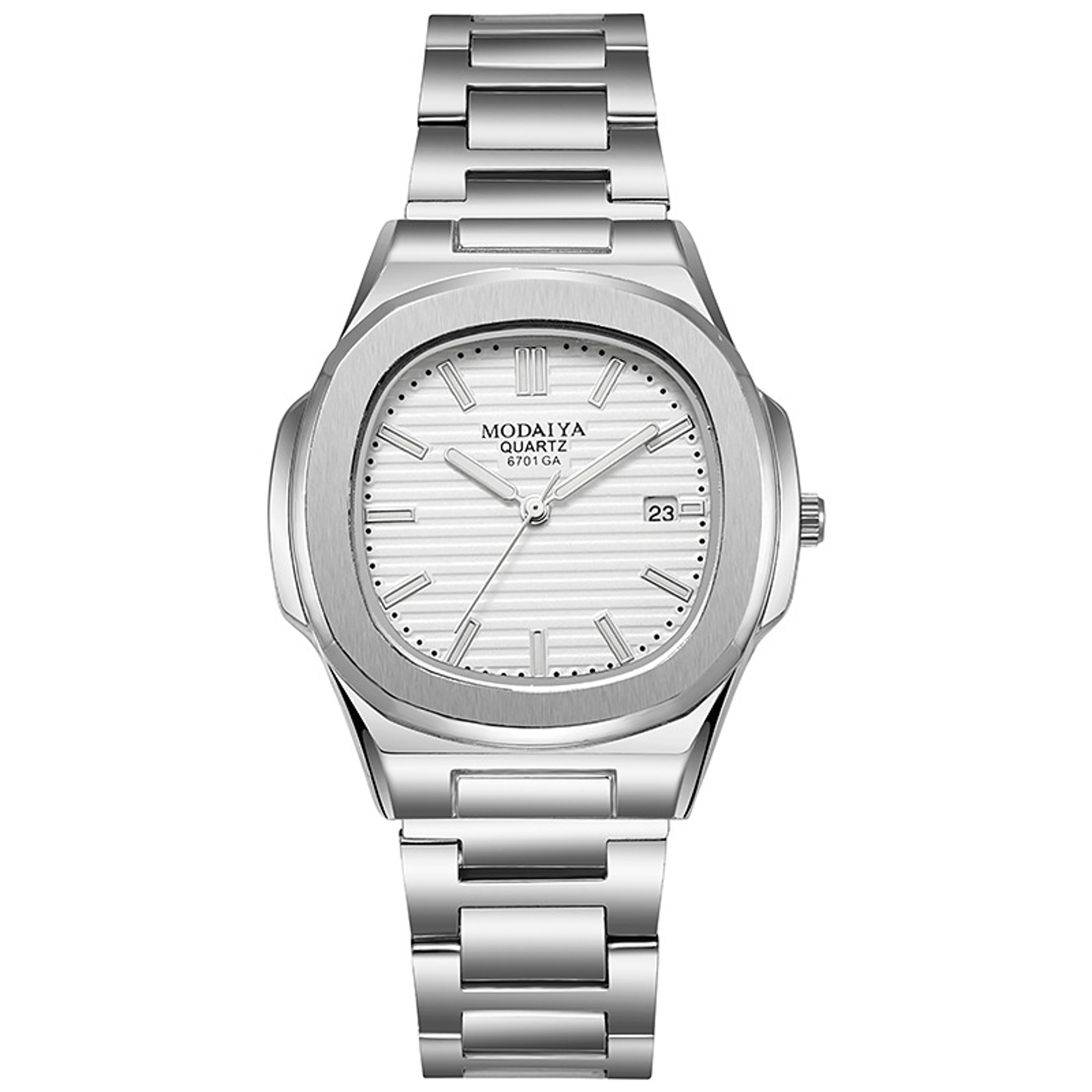 Luxury Quartz Wrist Watch For Men Big Dial Stainless Steel Calendar Watch Classic Silver Fashion Wa 5