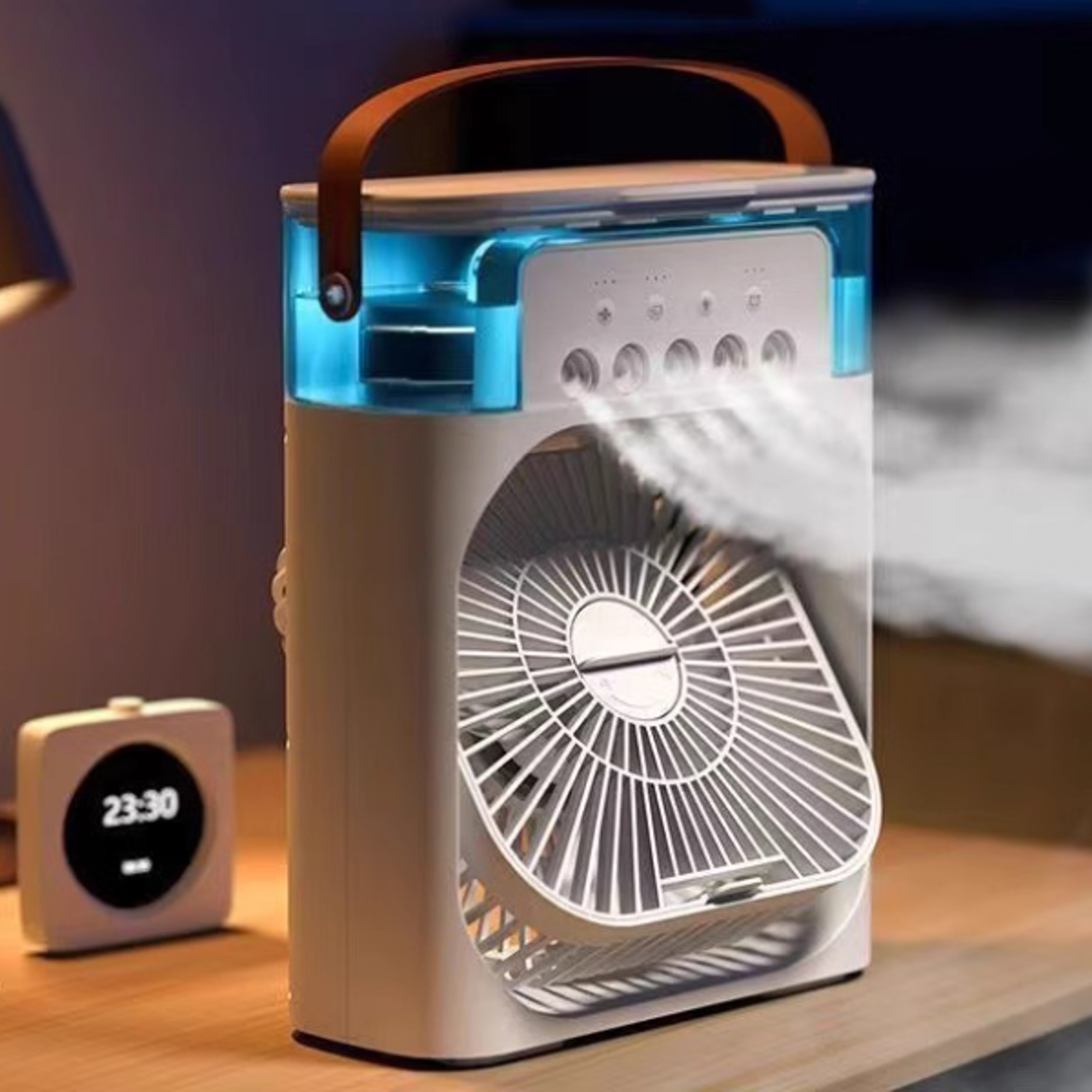 Portable Air Conditioner Fan with LED Night Light and Humidifier for Home and Office