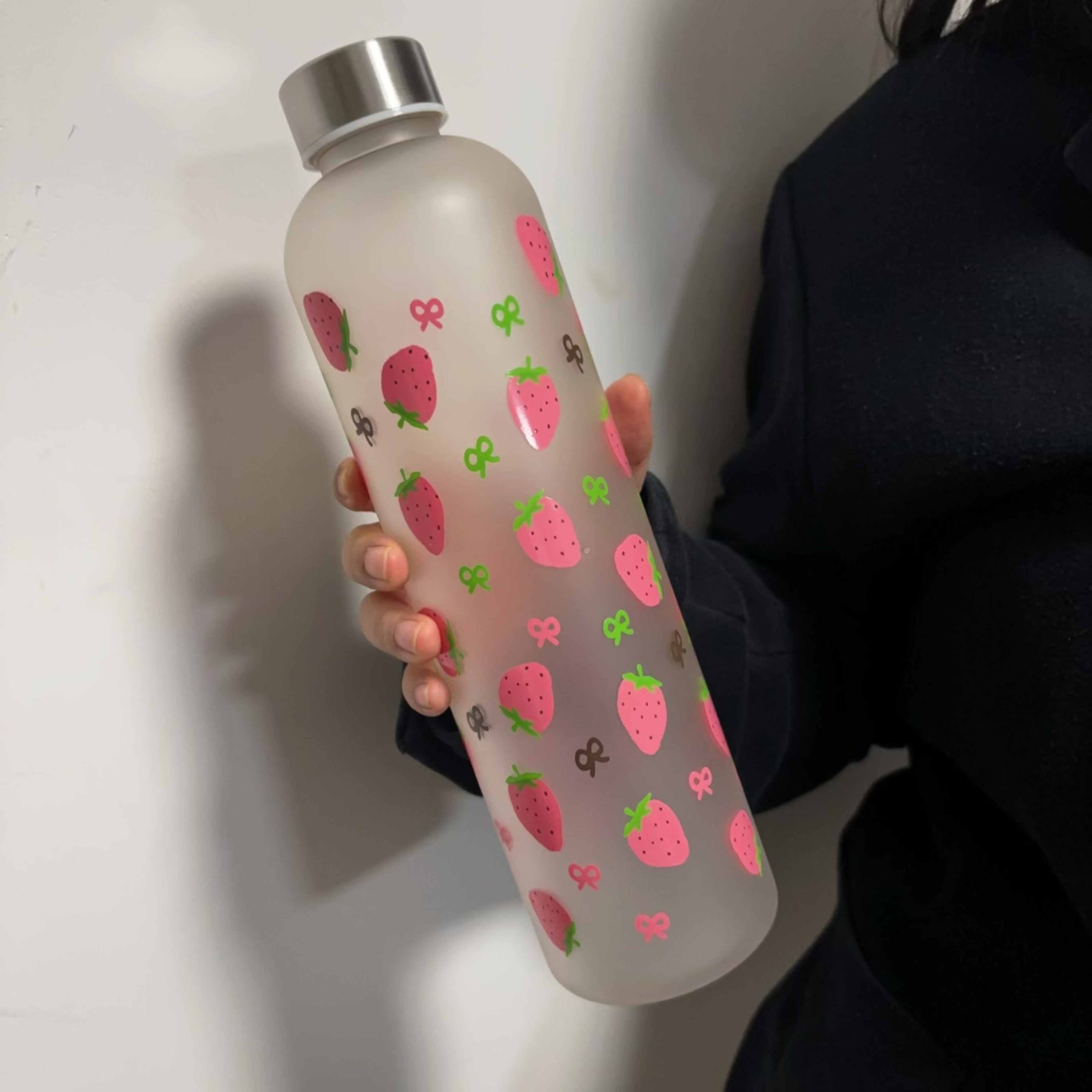 Strawberry Pattern Water Bottle Portable LeakProof Perfect Christmas Gift For Friends Students  Cou 3