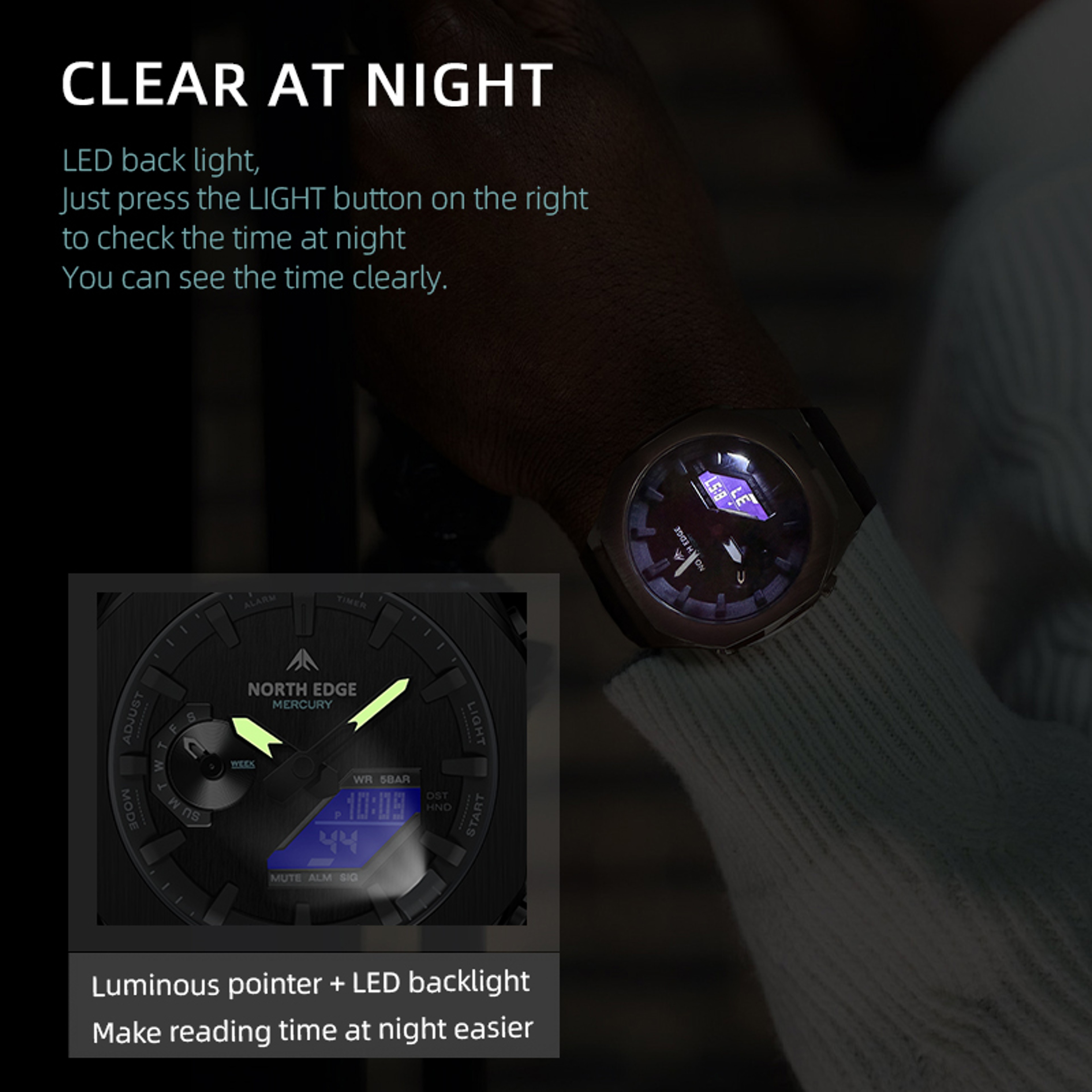Mens Military Digital Watch Waterproof Stopwatch Sports Watch With World Time Function 0