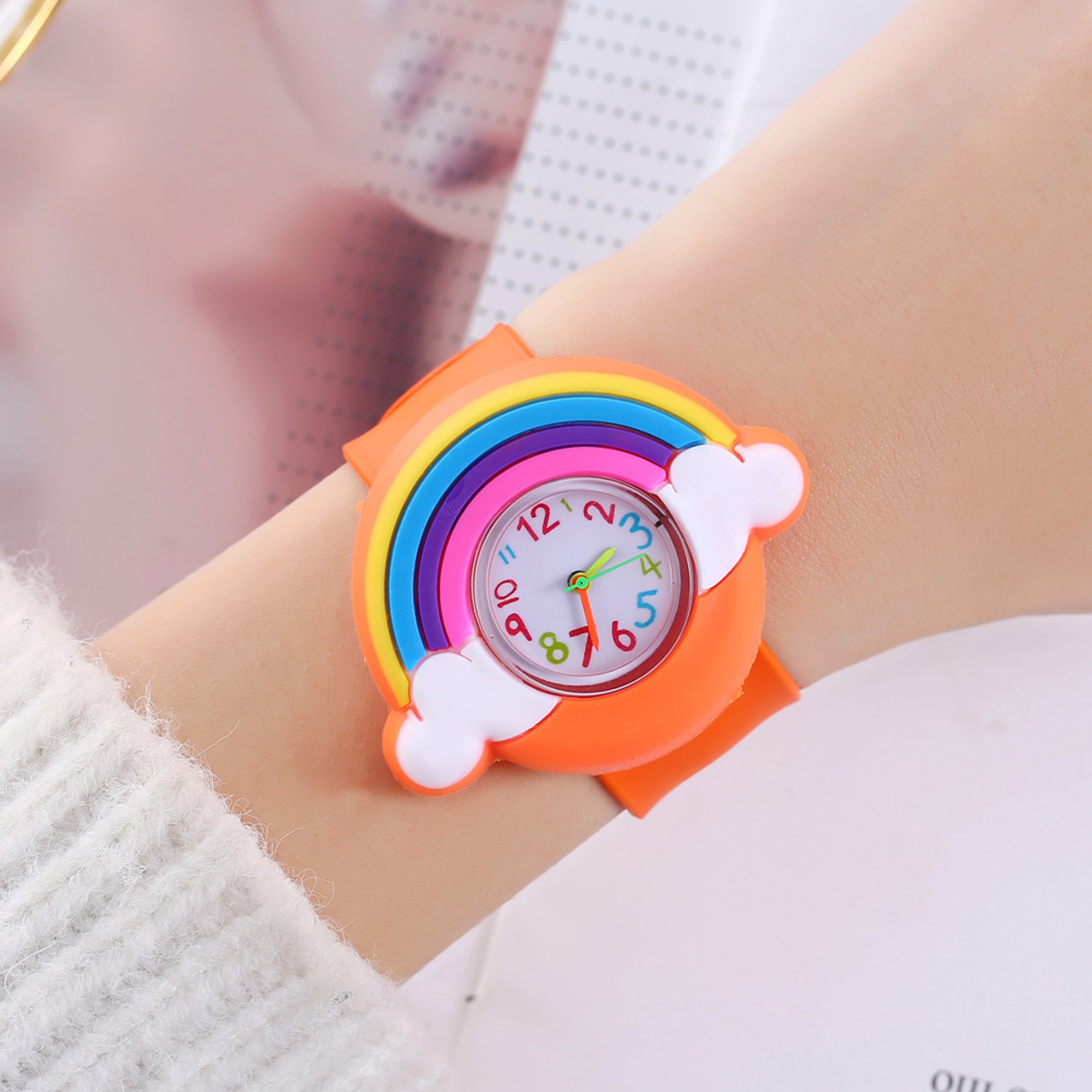 Rainbow Cloud Silicone Band Childrens Watch Cute Cartoon Quartz Watch For Boys  Girls 3