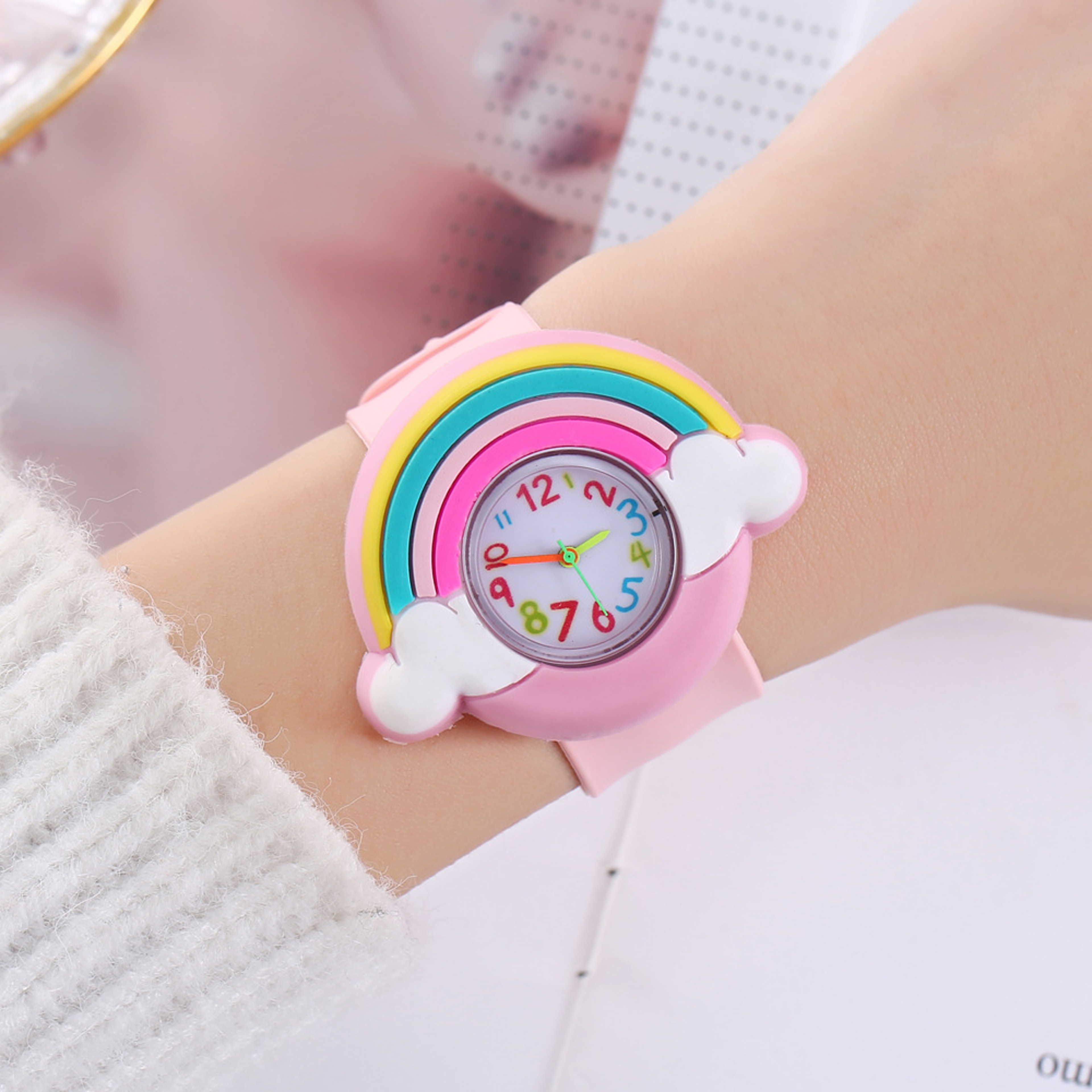 Rainbow Cloud Silicone Band Childrens Watch Cute Cartoon Quartz Watch For Boys  Girls 4