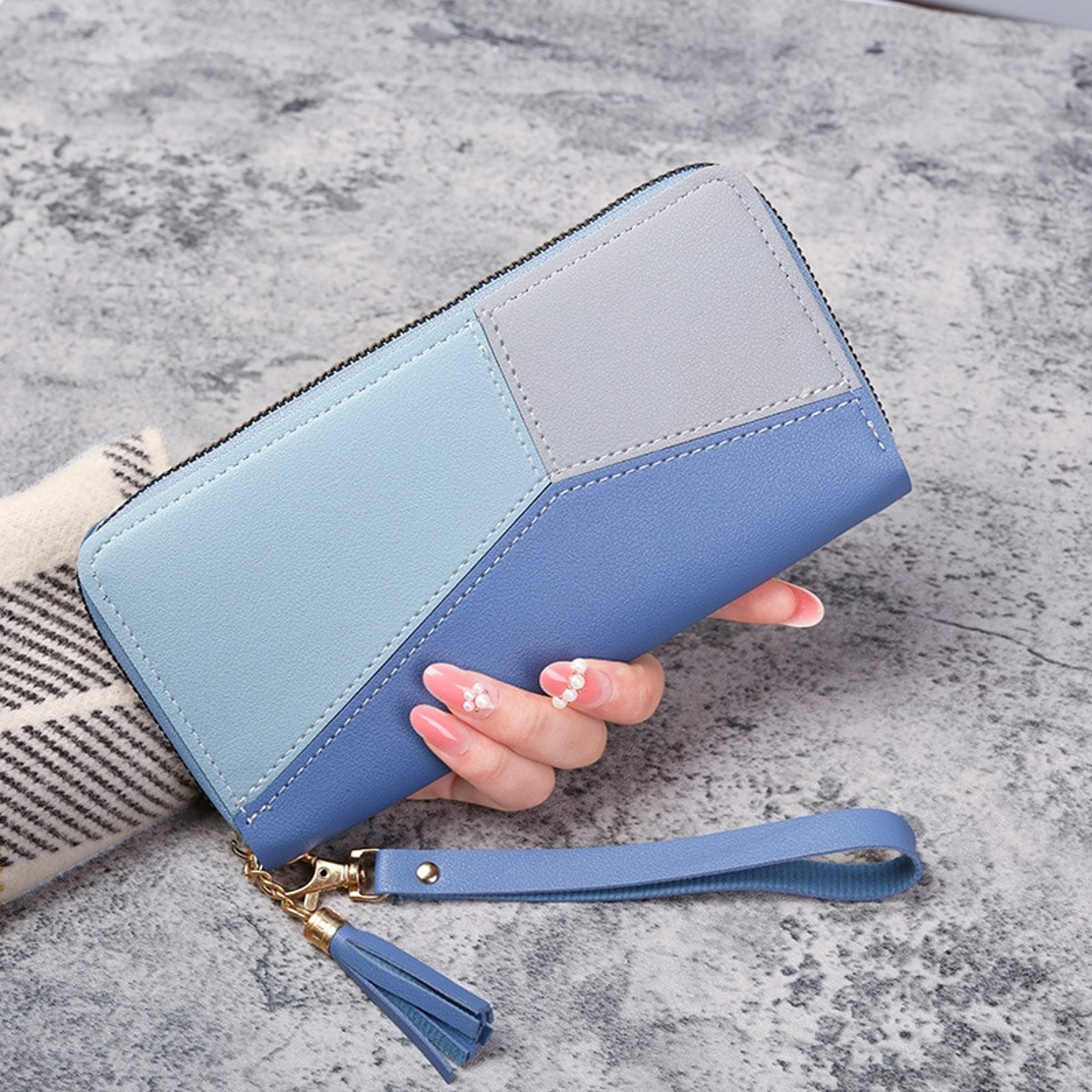 Fashion PU Leather Zipper Wallet Womens Long Purse  Card Holder 5