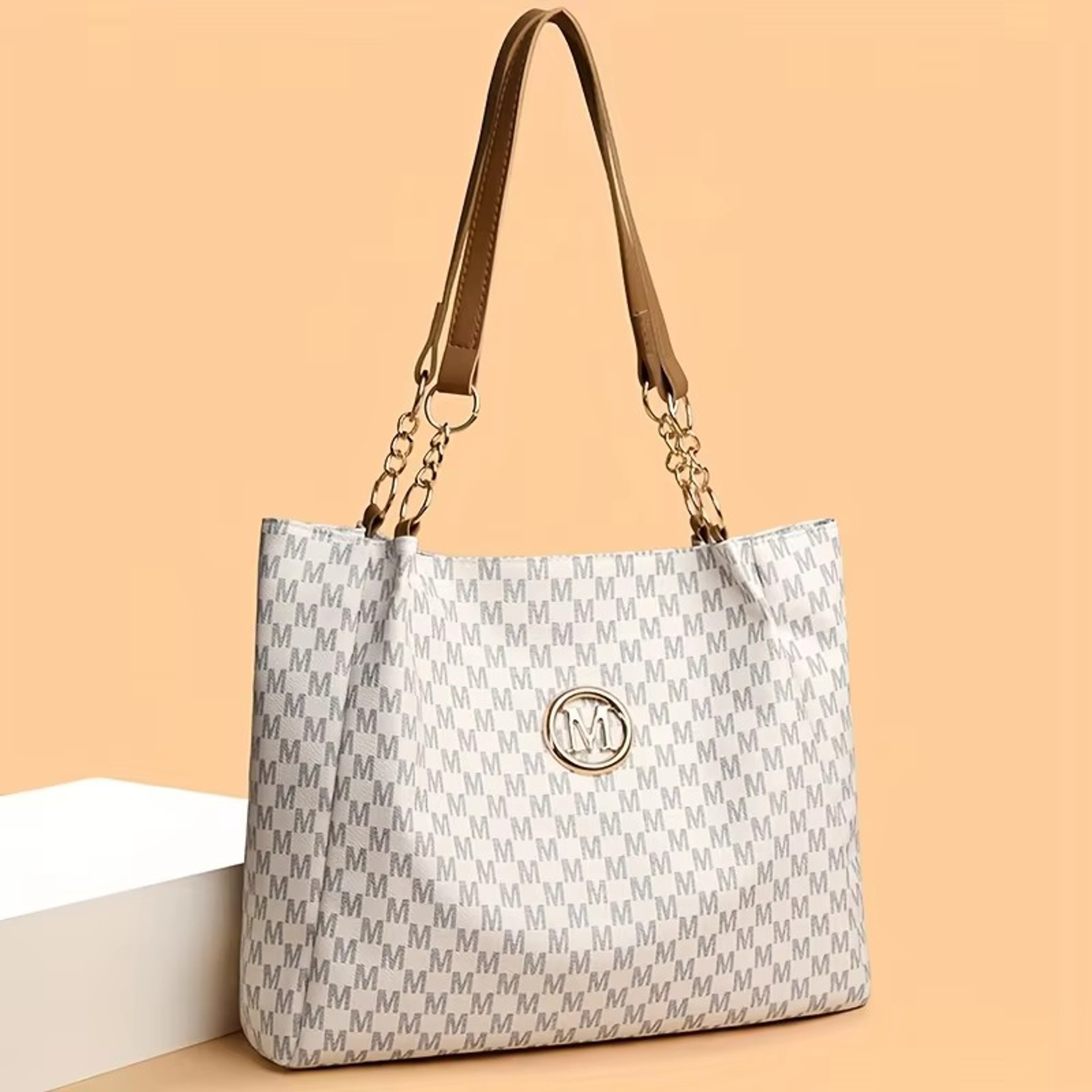 Vintage Geometric Tote Bag Synthetic Leather Shoulder Bag For Women Large Capacity Travel  Shopping 0