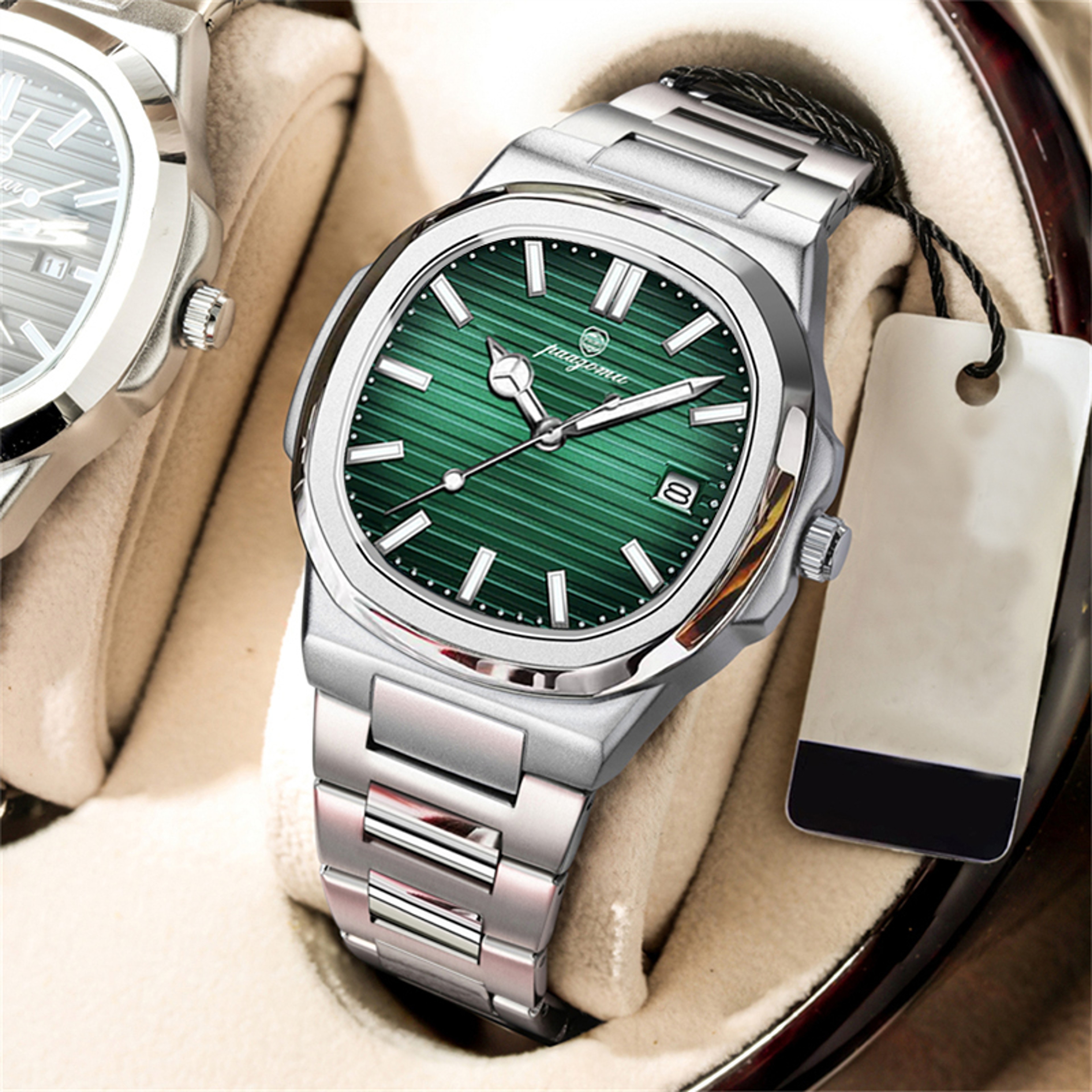 Mens Classic Quartz Watch With Square Dial Waterproof  Luminous Date Wristwatch 0