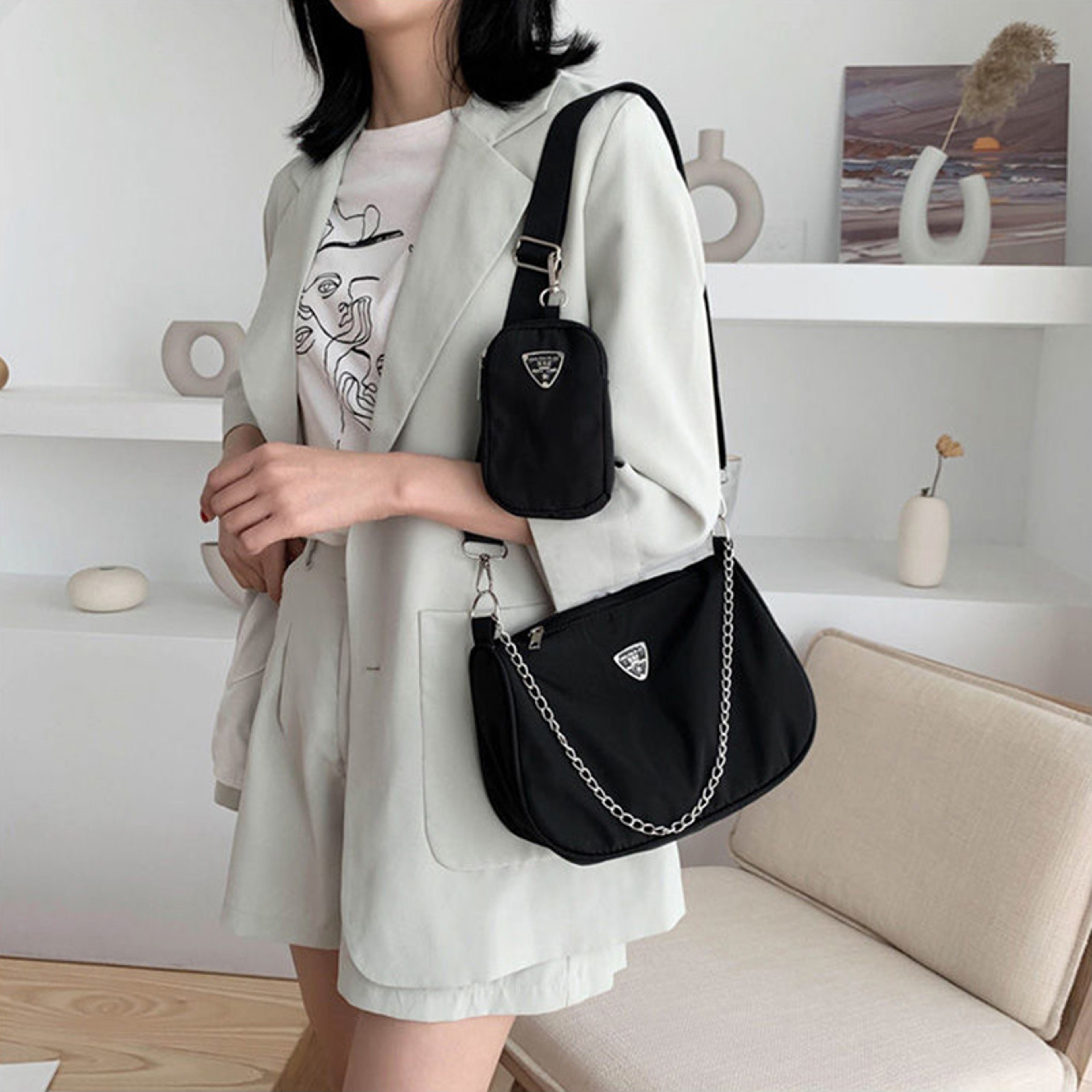 Vintage Nylon Hobo Shoulder Bag for Women Large Capacity Crossbody Purse & Clutch Underarm Bags – view 4