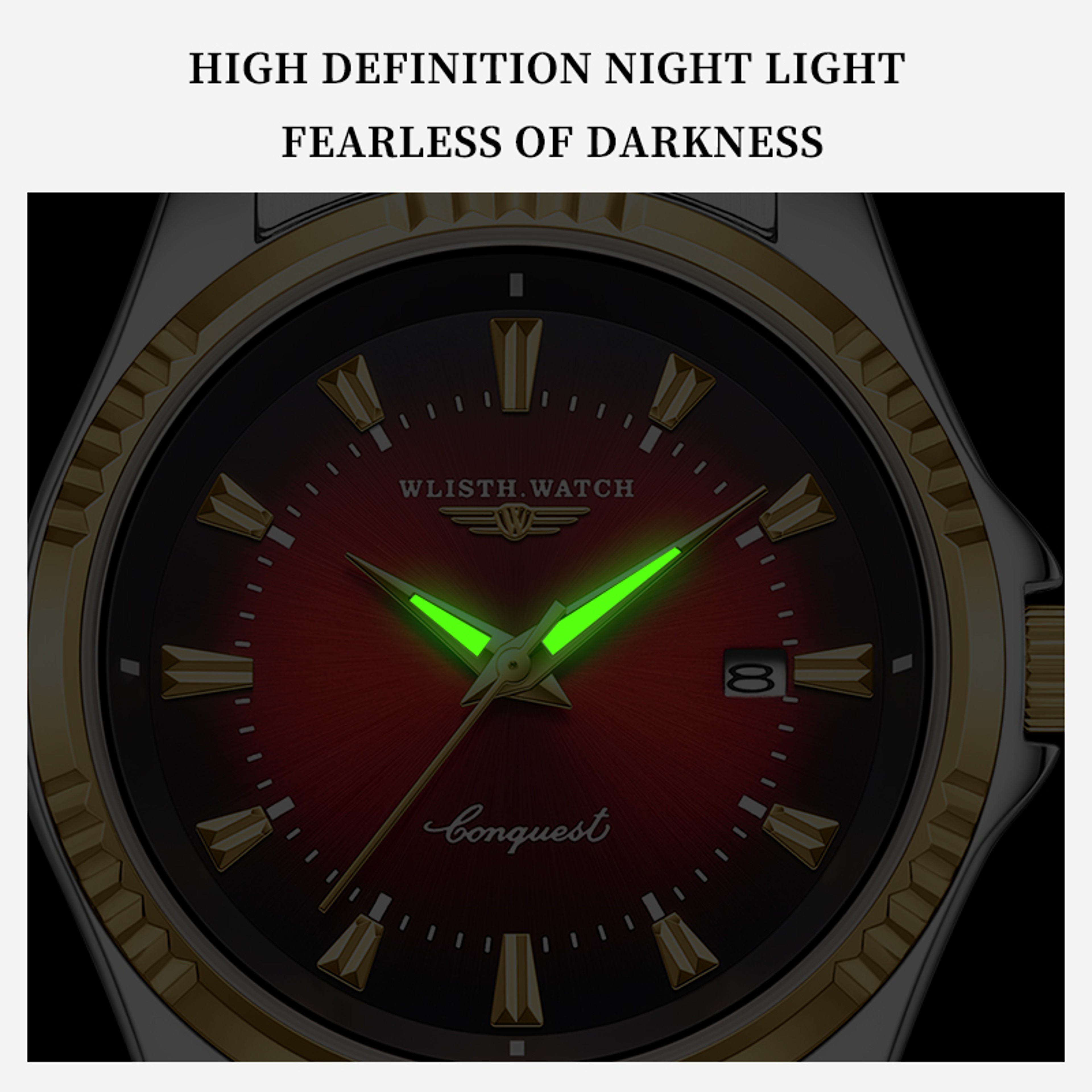 Waterproof Luminous Mens Quartz Watch with Stainless Steel & Leather Strap – view 6