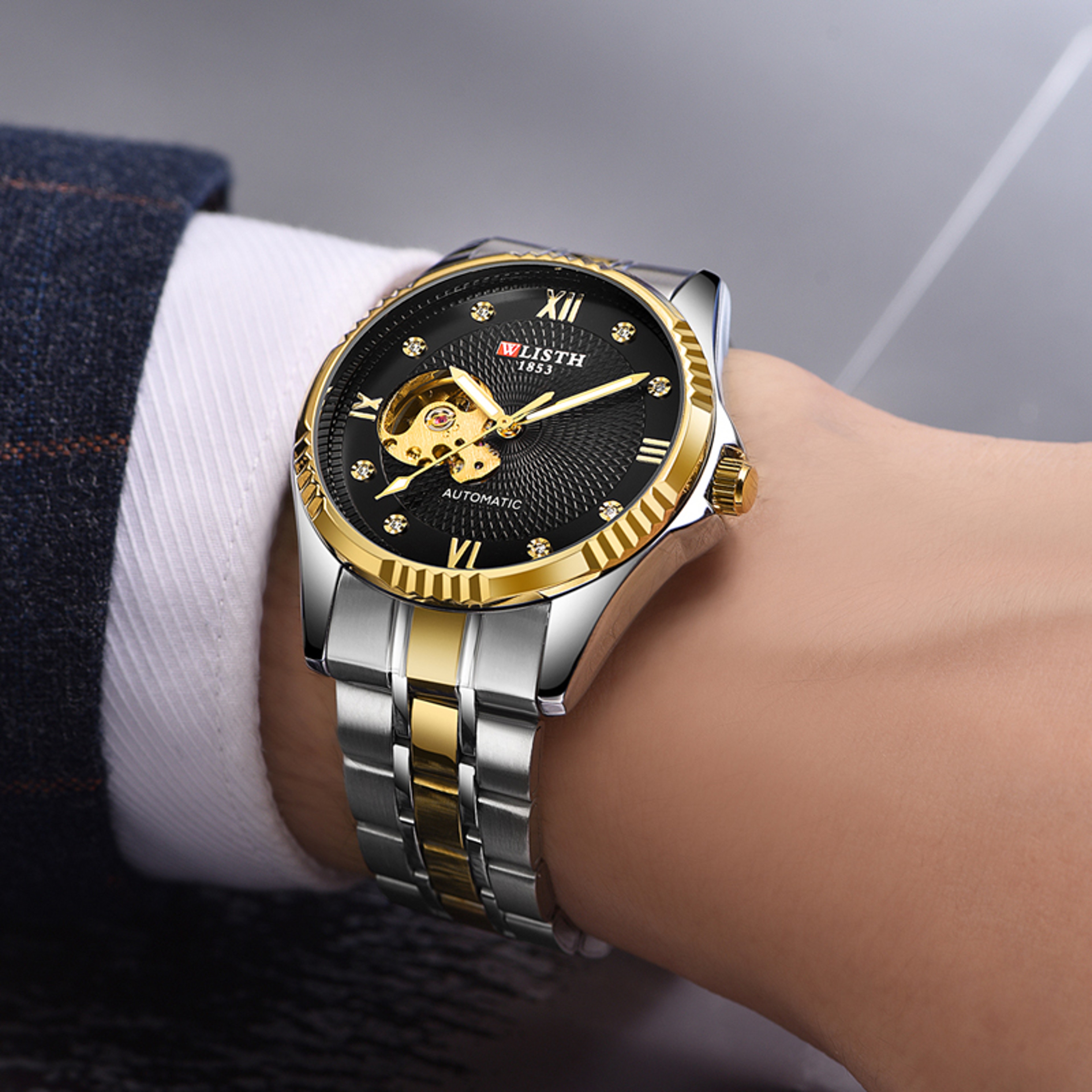 Business Personality Trend Mechanical Mens Steel Band Watch 1
