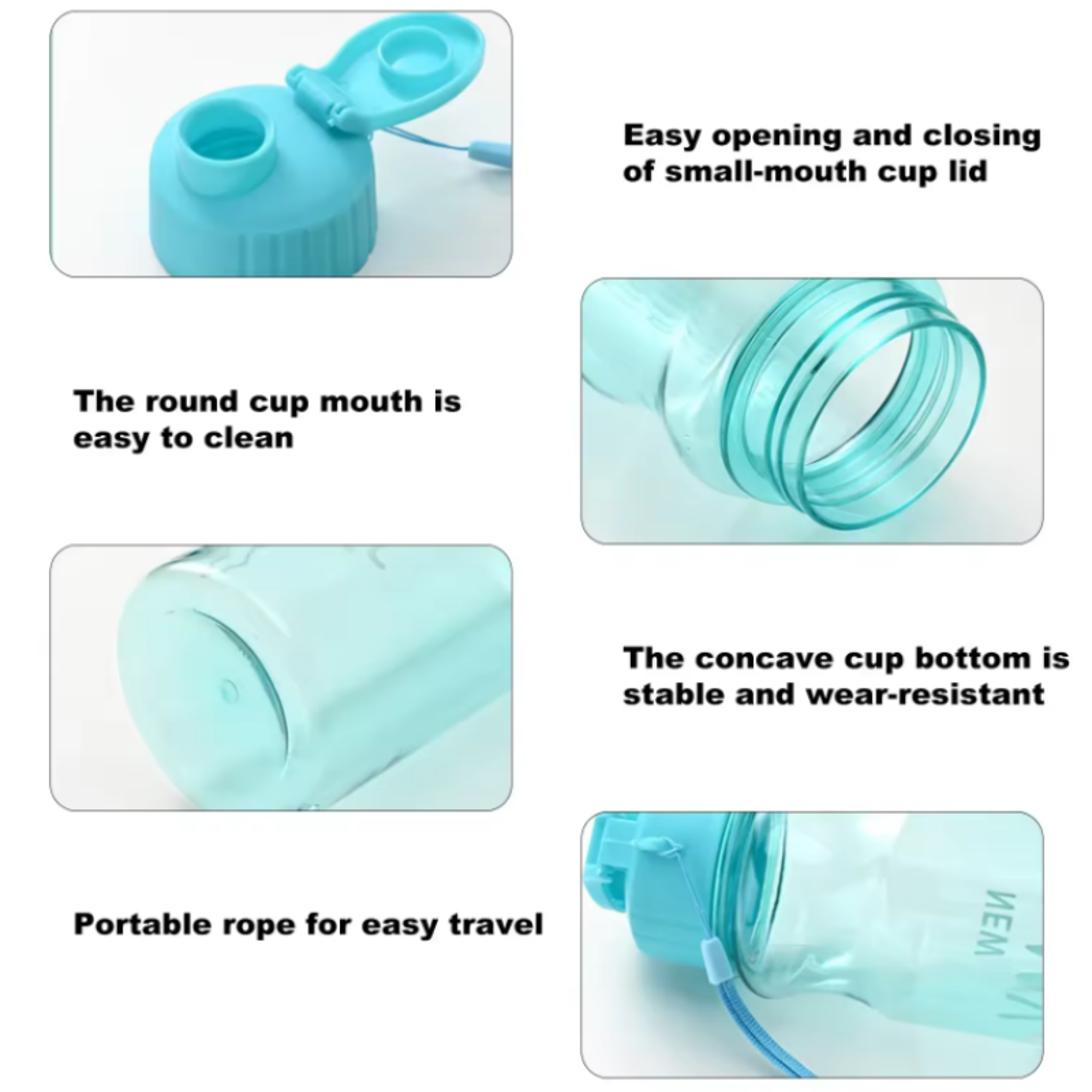 Transparent & Portable Leak Proof Shaker Sports Water Bottle with Lid for School – view 6
