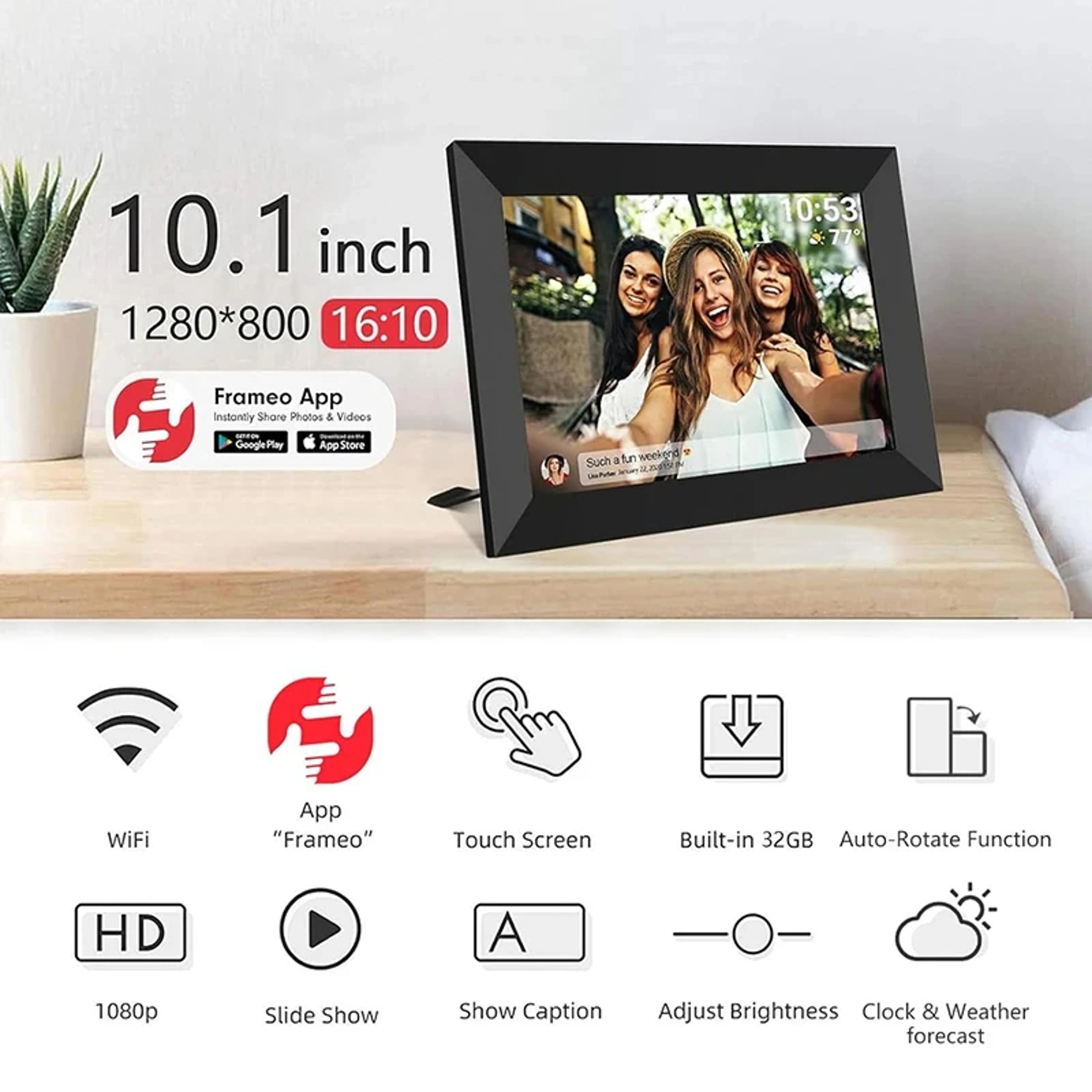 101Inch Digital Photo Frame WIFI Frameo HD Touch Screen Smart Image Album For Perfect Gift 4