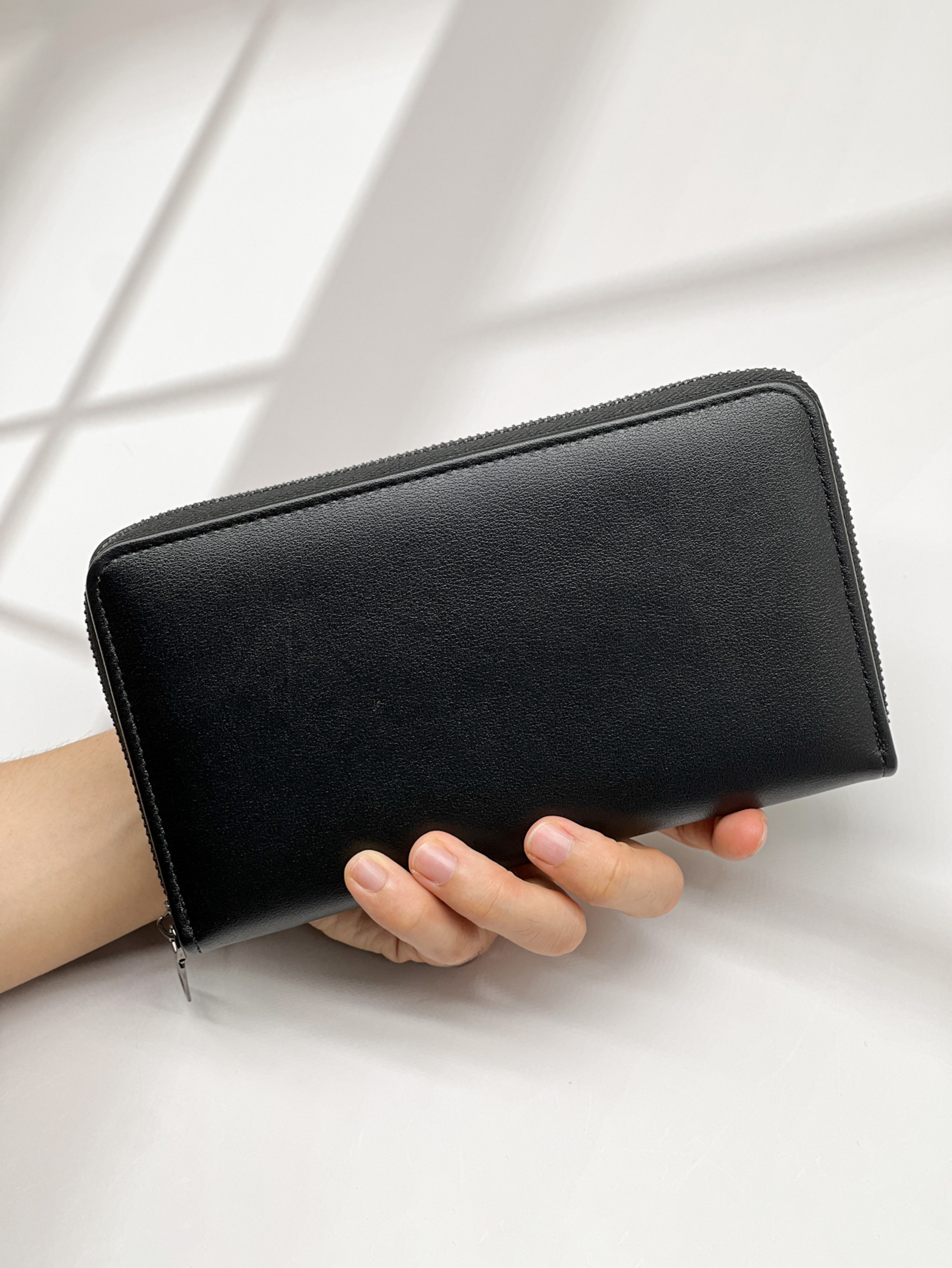 Fashion Simple Black Long Wallet Multi Card Large Capacity  Portable Cell Phone Wallet 5