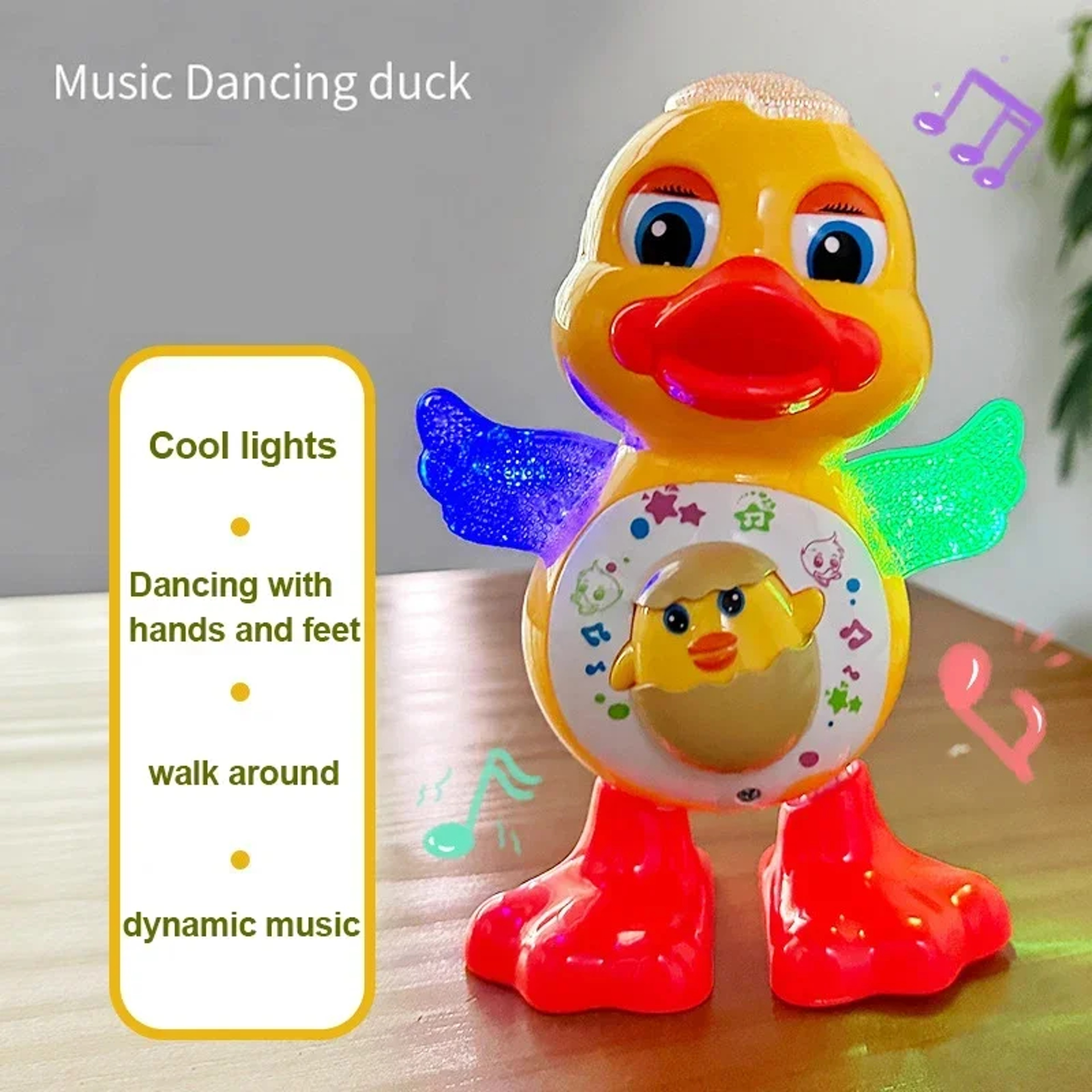 Electric Dancing Duck Toy With Flashing Eyes Cute Musical Cartoon For Kids 3