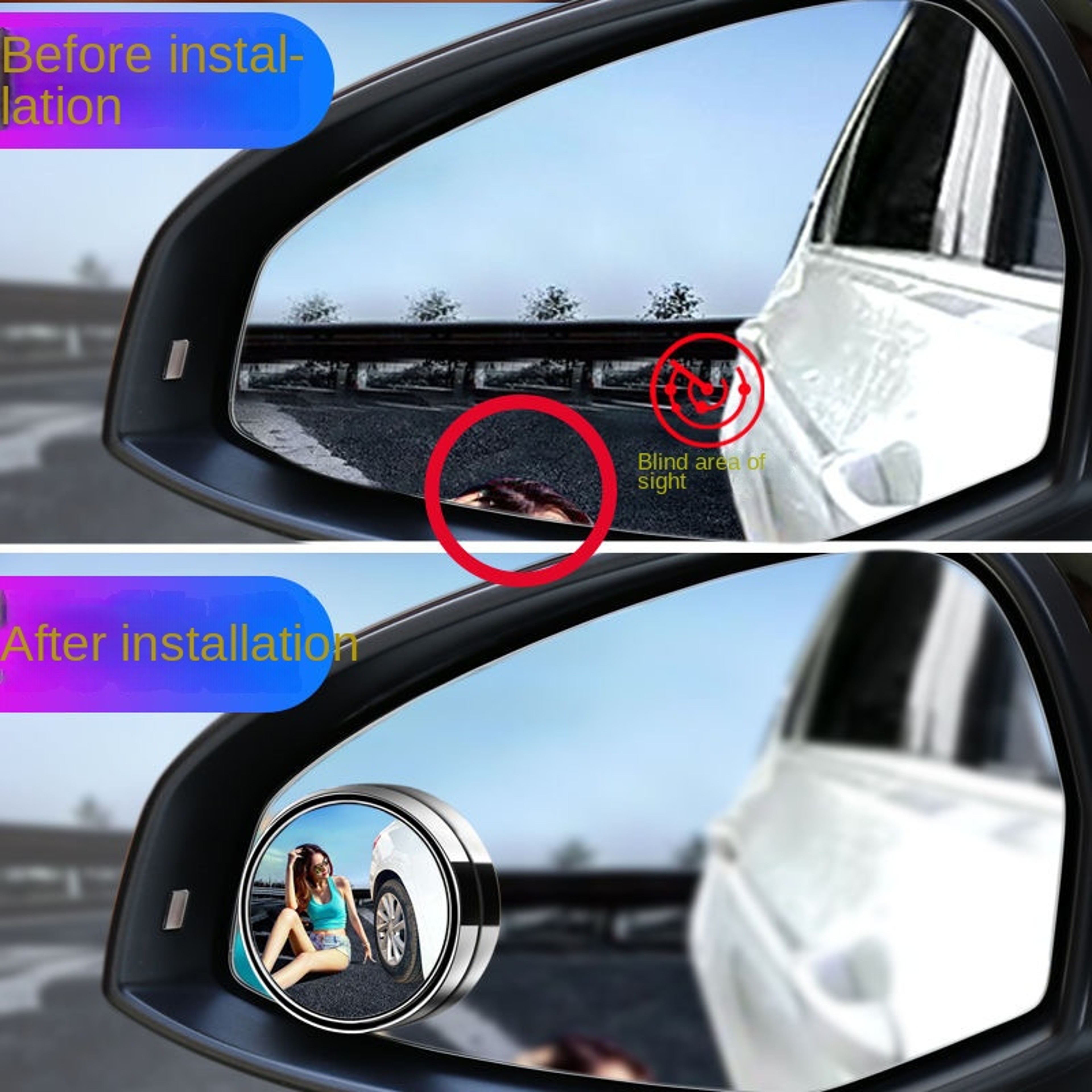 Adjustable Car Blind Spot Mirror Wide Angle Convex Rear View Mirror for Safe Reversing – view 5