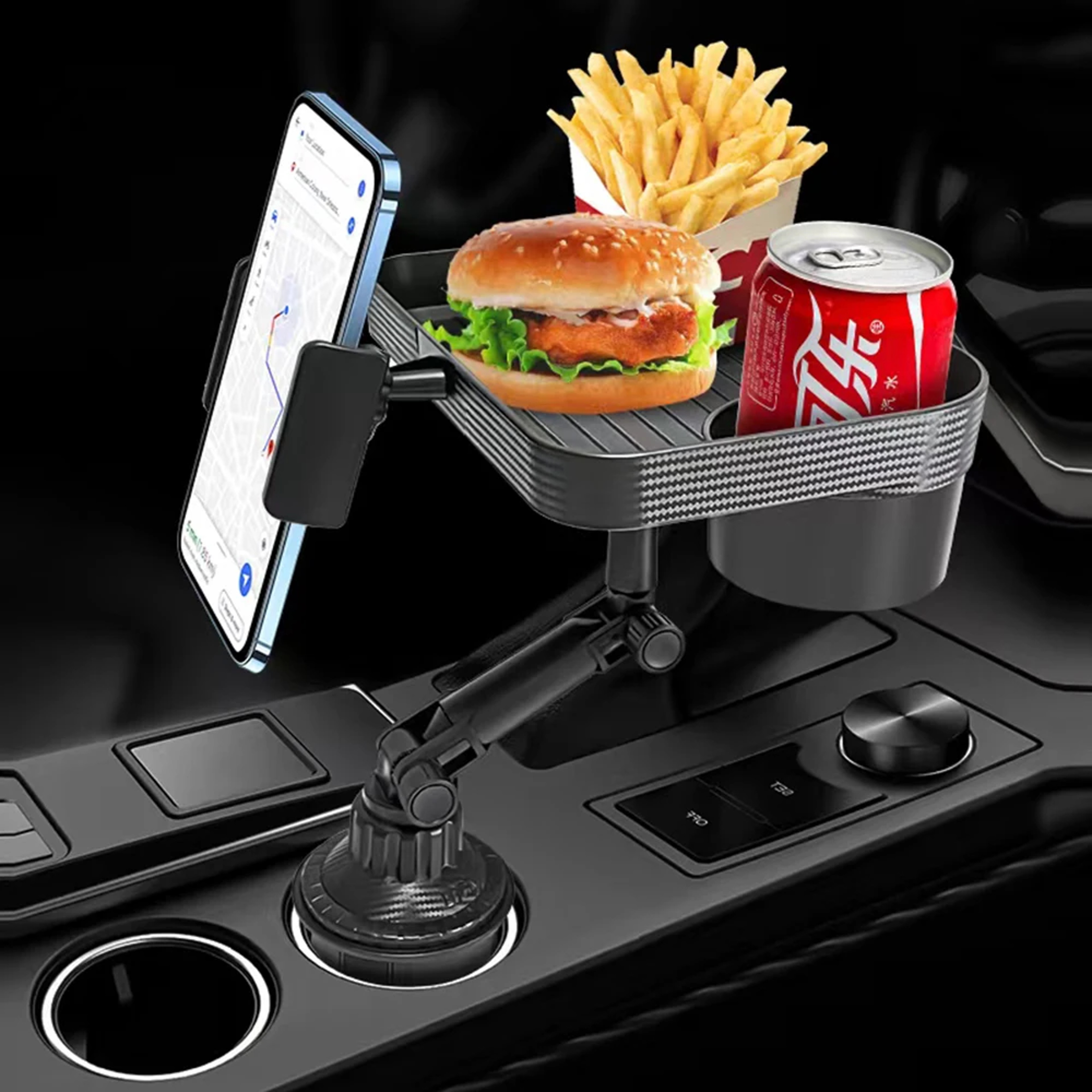 Adjustable Car Cup  Phone Holder Tray With Rotation 2
