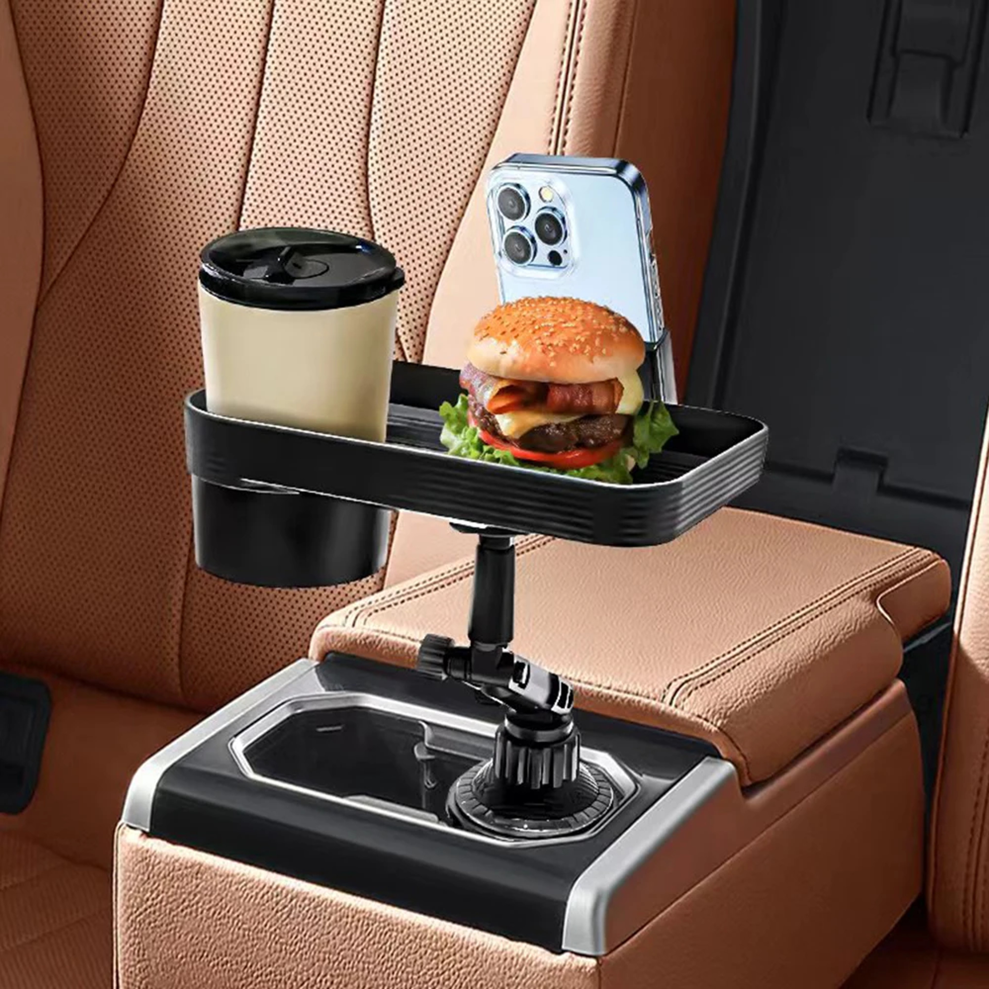 Adjustable Car Cup  Phone Holder Tray With Rotation 3