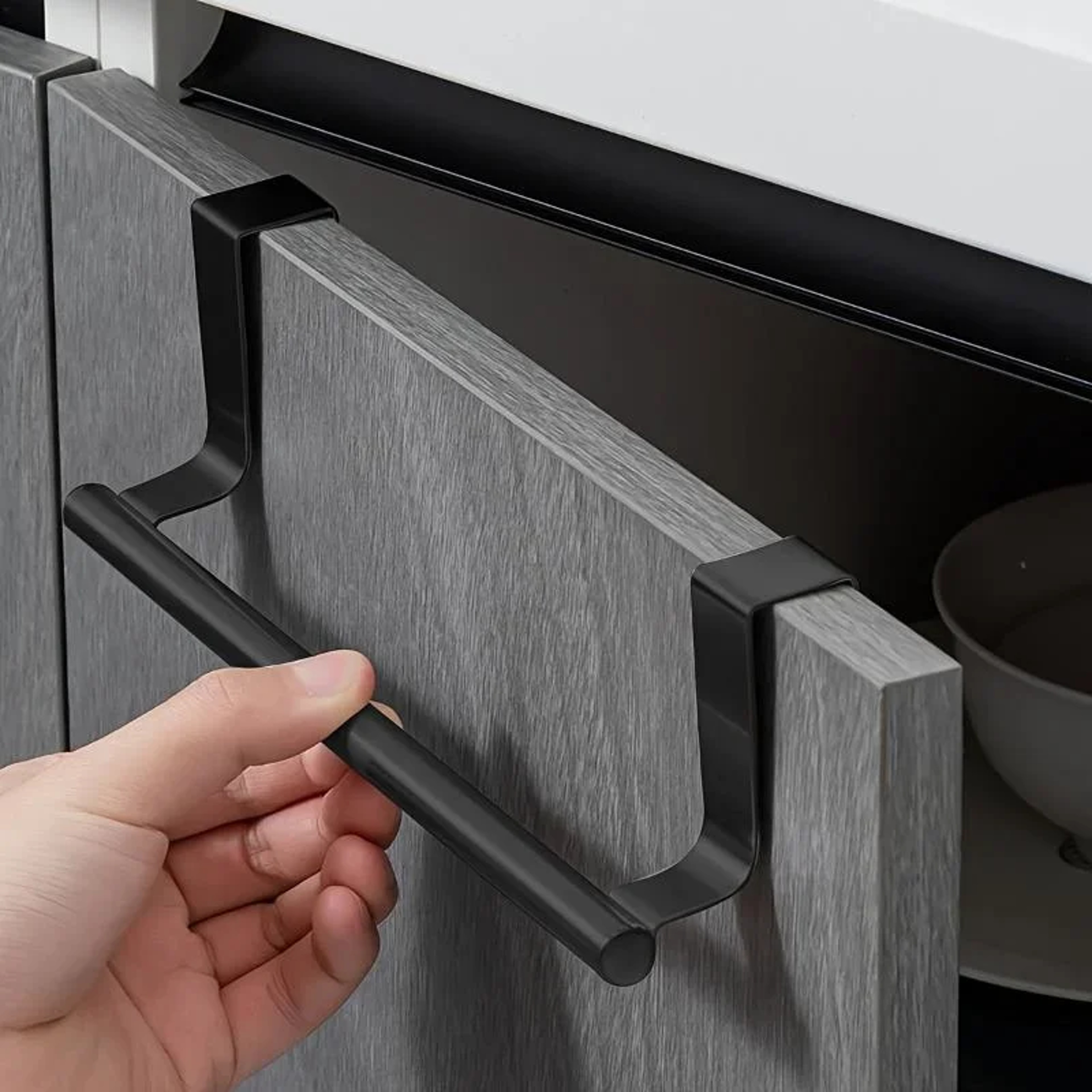 Stainless Steel Over Cabinet Towel Rack Punch Free Hanging Storage Organizer 0