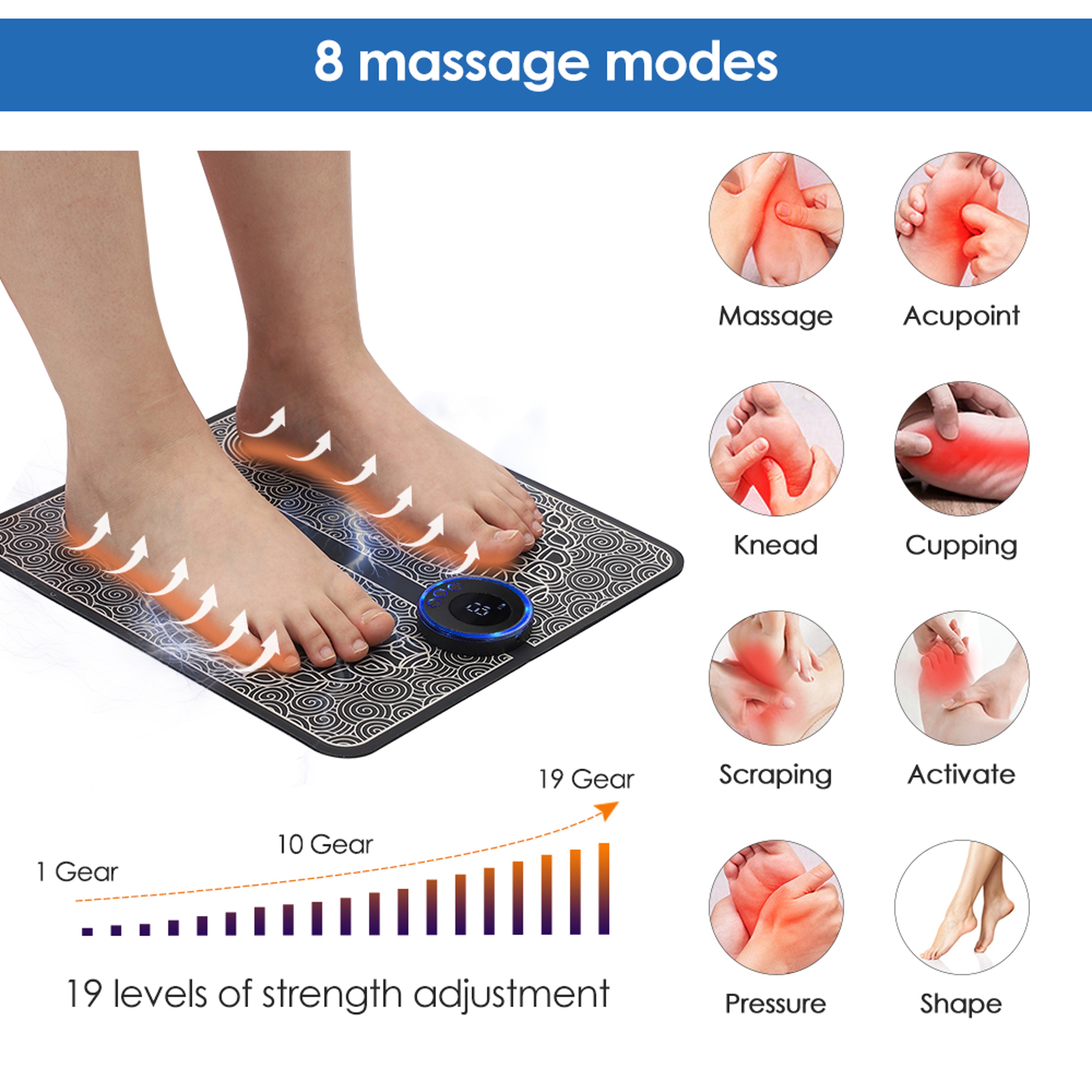 Electrical Muscle Stimulation Foot Massager Pad Microcurrent Foot Exercise Ion Detox Spa for Slimming and Relaxation – view 3