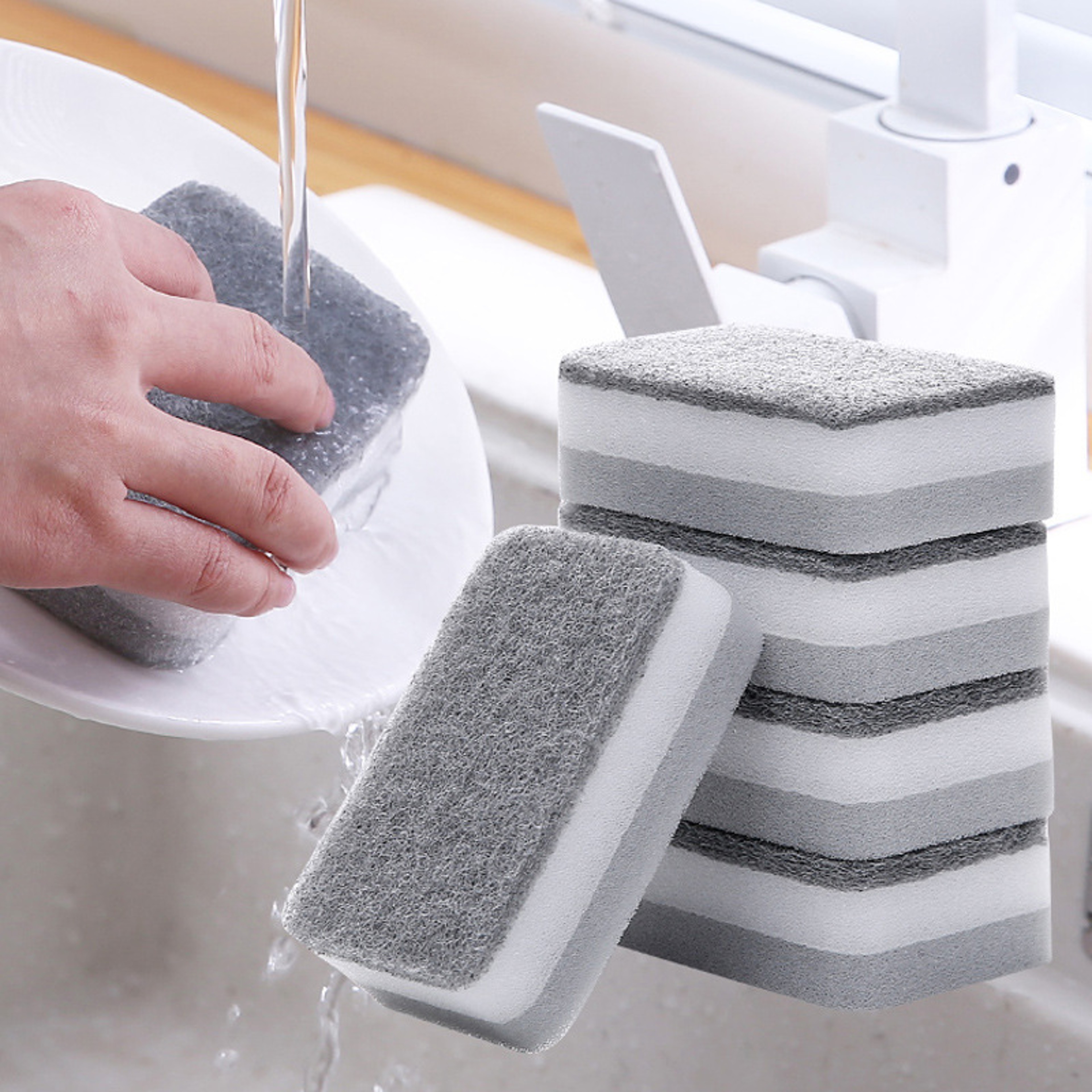 DoubleSided Dishwashing Sponge Cloth For Kitchen Cleaning 0