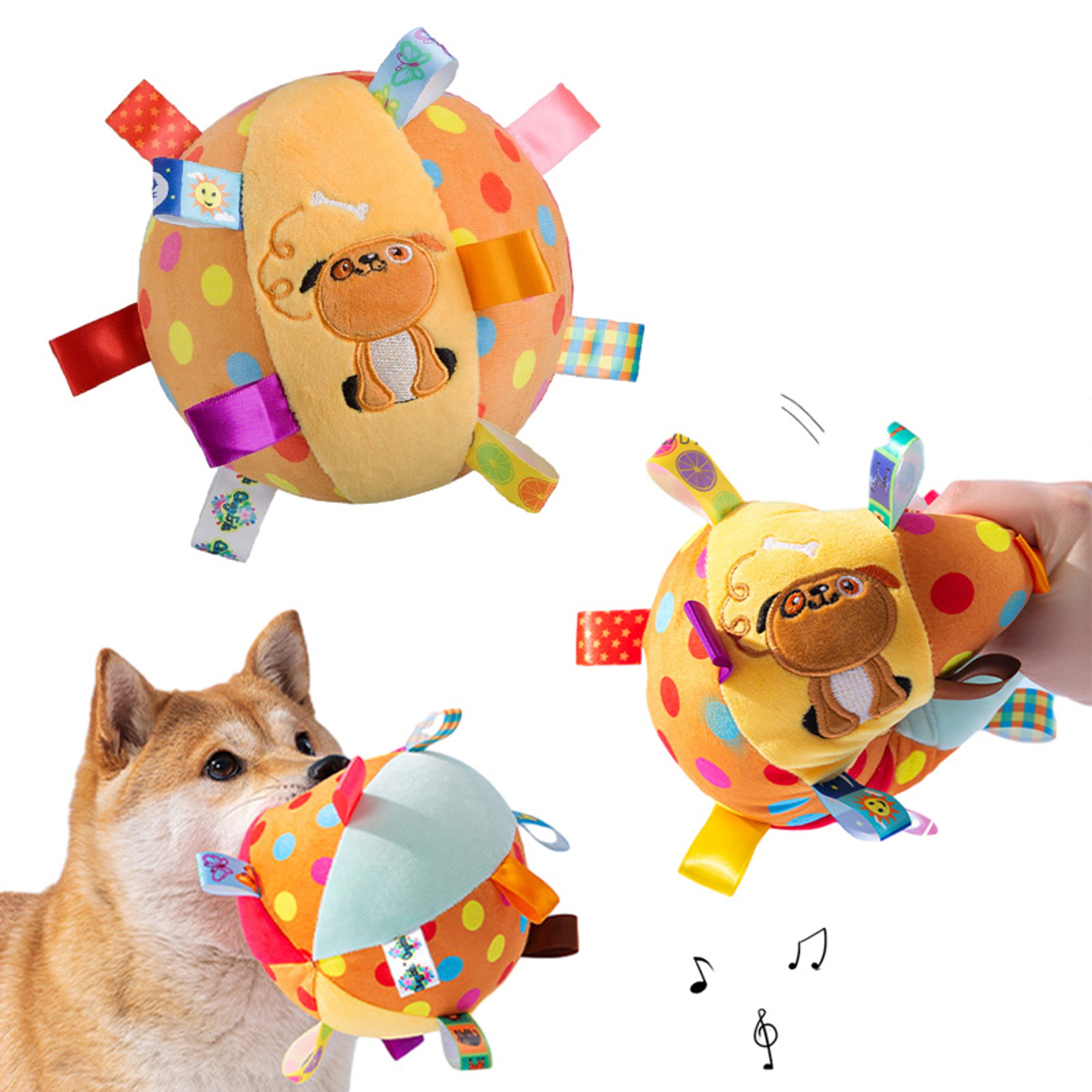 Interactive Ball Dog Toy For Aggressive Chewers Bite Resistant Plush Handle With Bells For Training 0