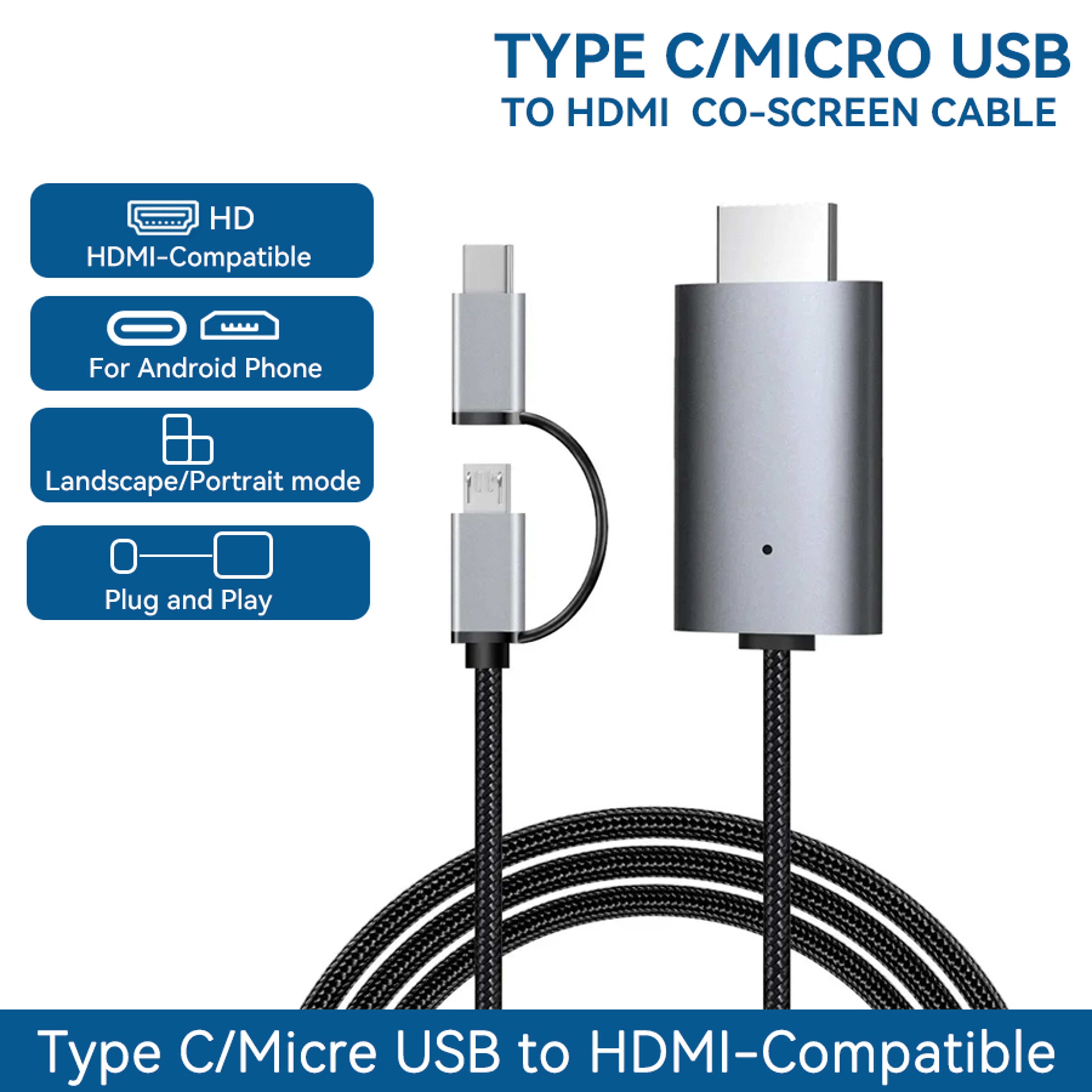 HD Streaming TV Stick Dongle Micro USB Type C To HDMI Compatible Cable For Screen Mirroring 6