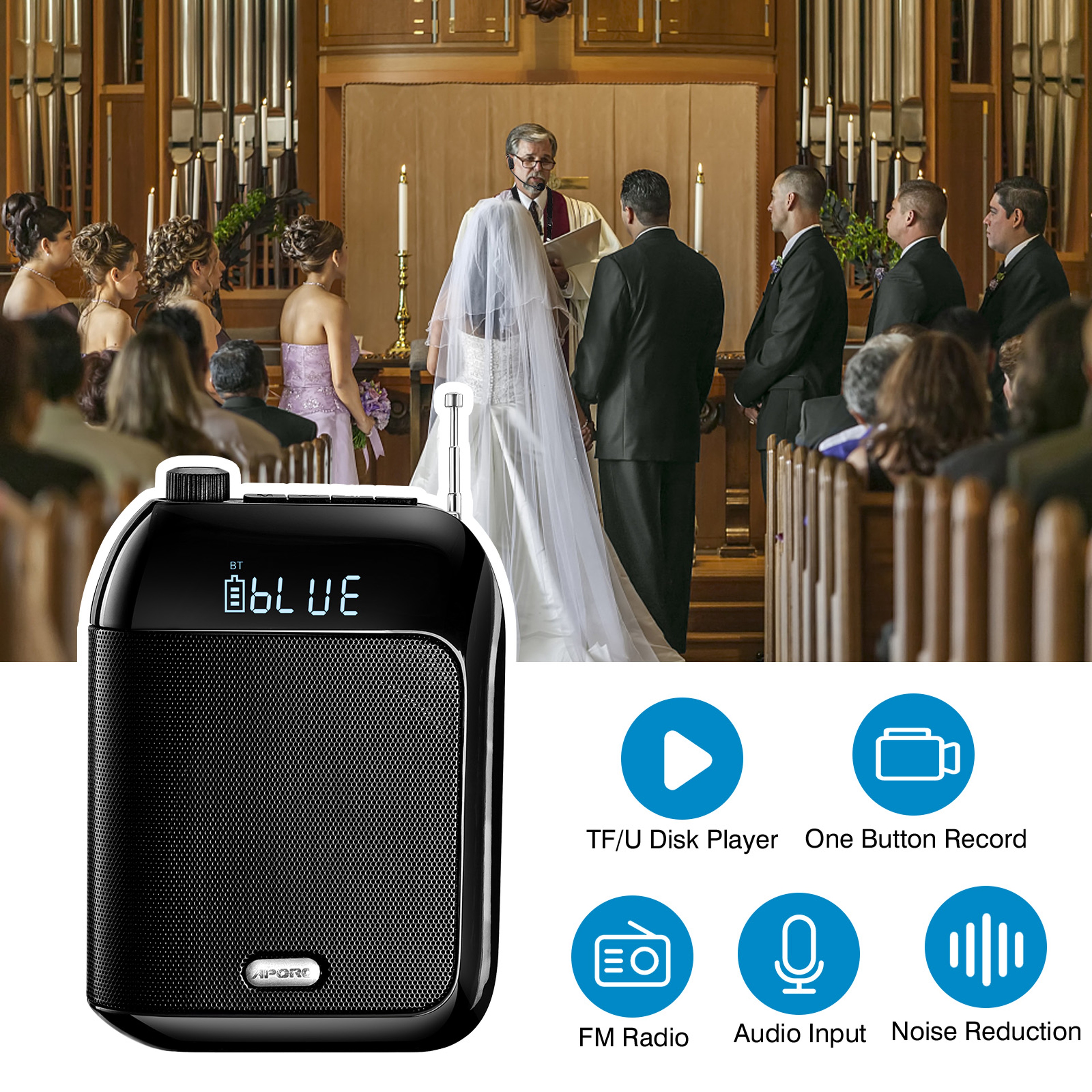 Portable Wireless Voice Amplifier With U Disk Megaphone Microphone Speaker For Teaching And Promoti 3