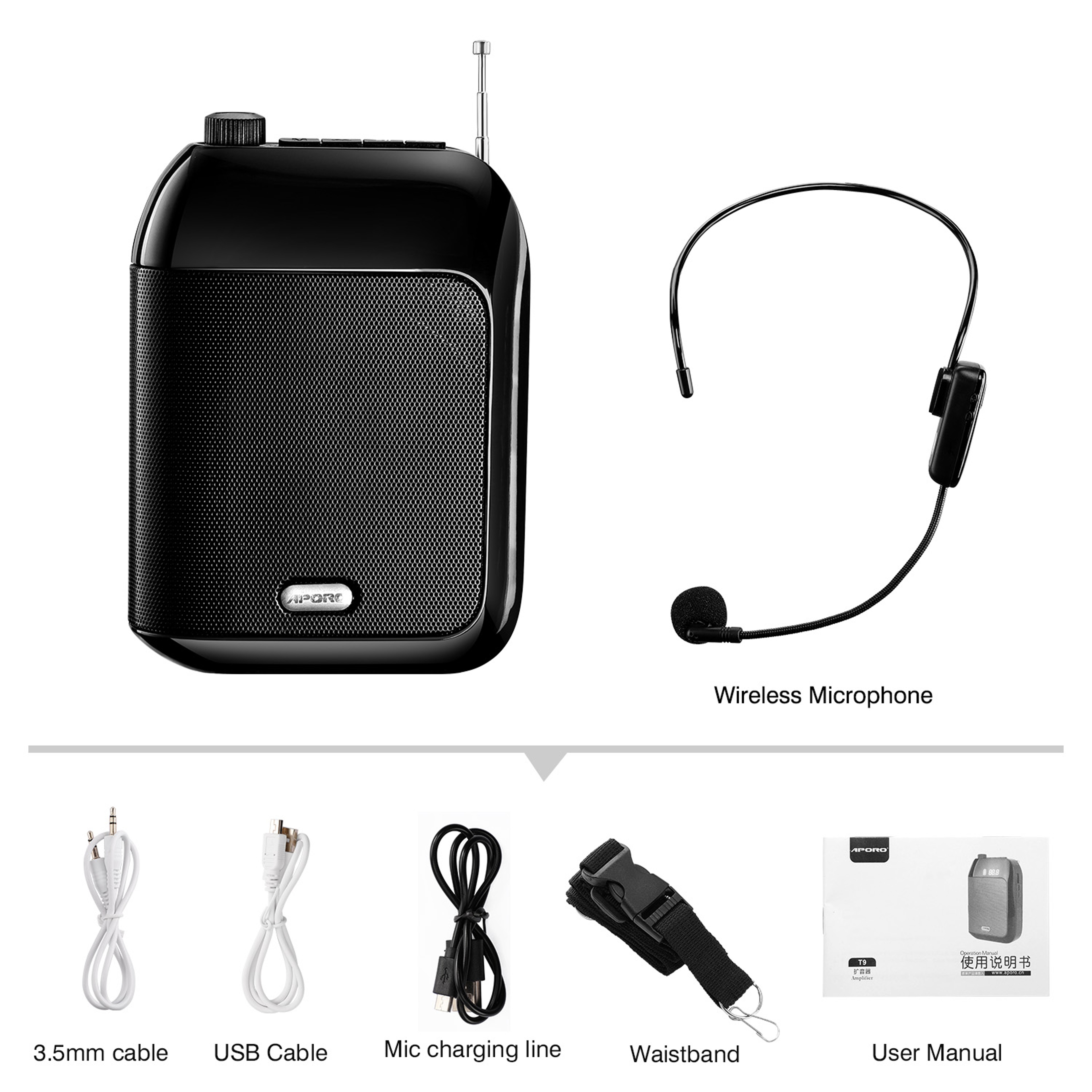 Portable Wireless Voice Amplifier With U Disk Megaphone Microphone Speaker For Teaching And Promoti 4