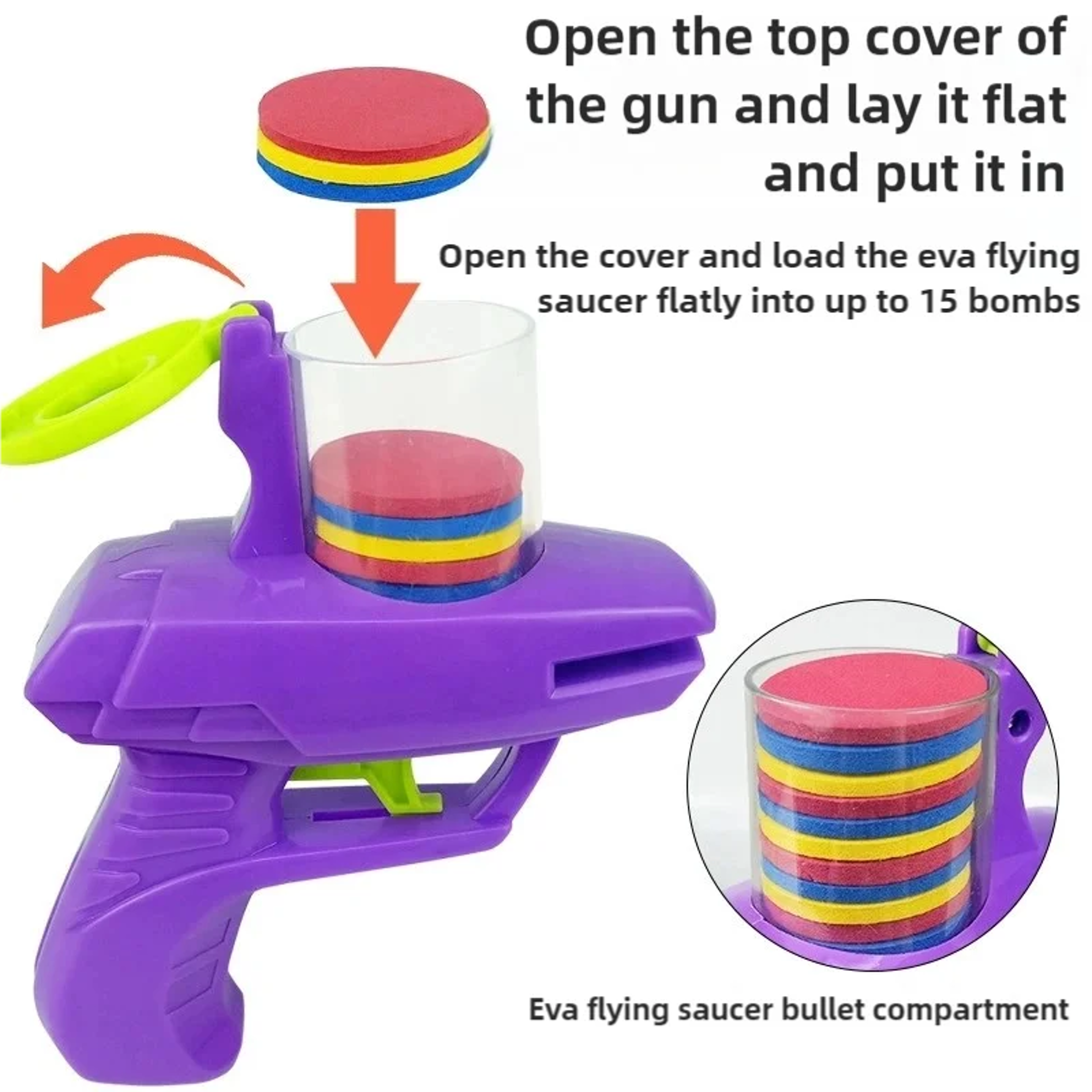 Flying Disc Gun Parent Child Interactive Shooter Toy with Soft Bullets for Kids Indoor & Outdoor Fun – view 3
