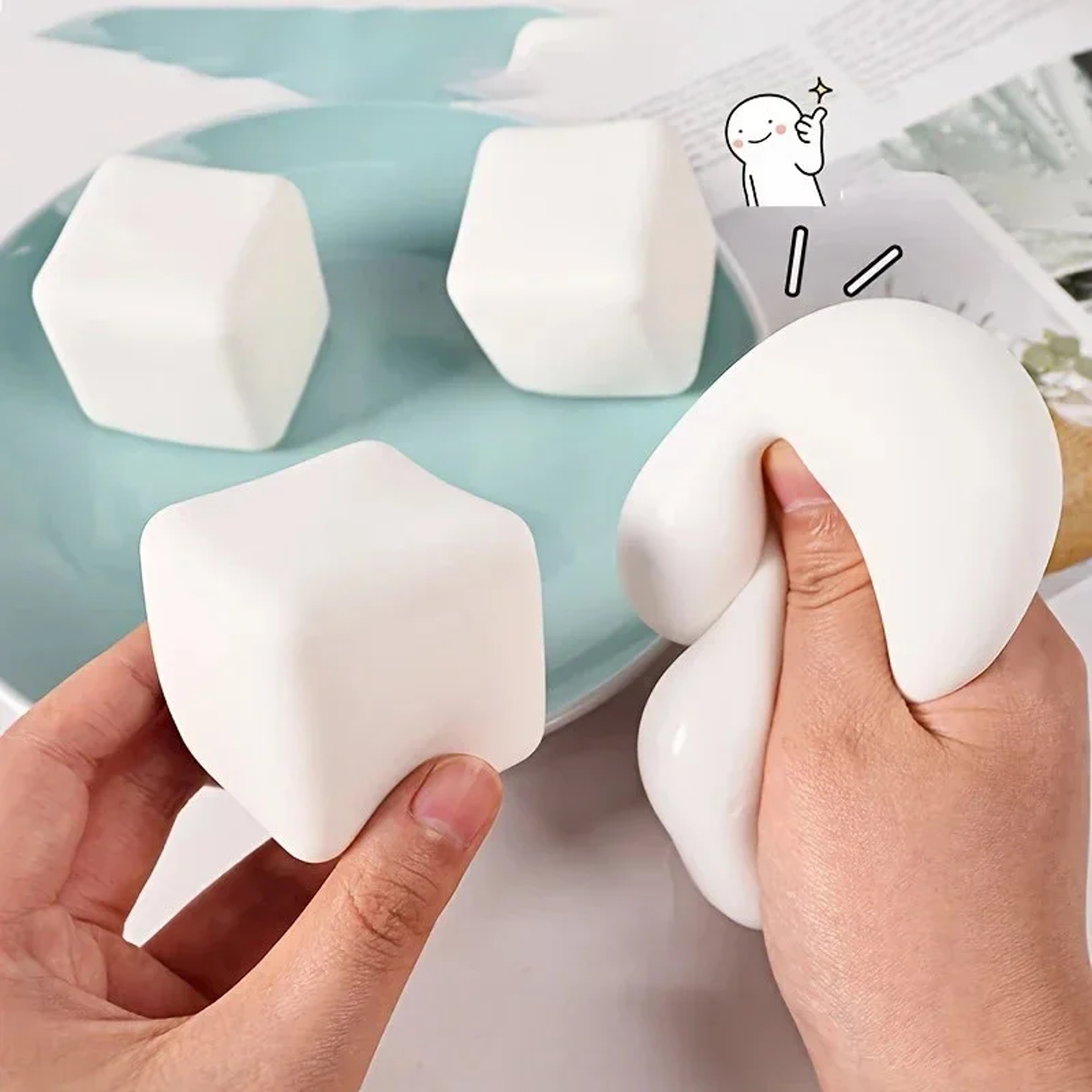 Cute Tofu Stress Balls Squishy Stress Relief Fidget Toys For Adults  Kids Best Gift For Stress Reli 6