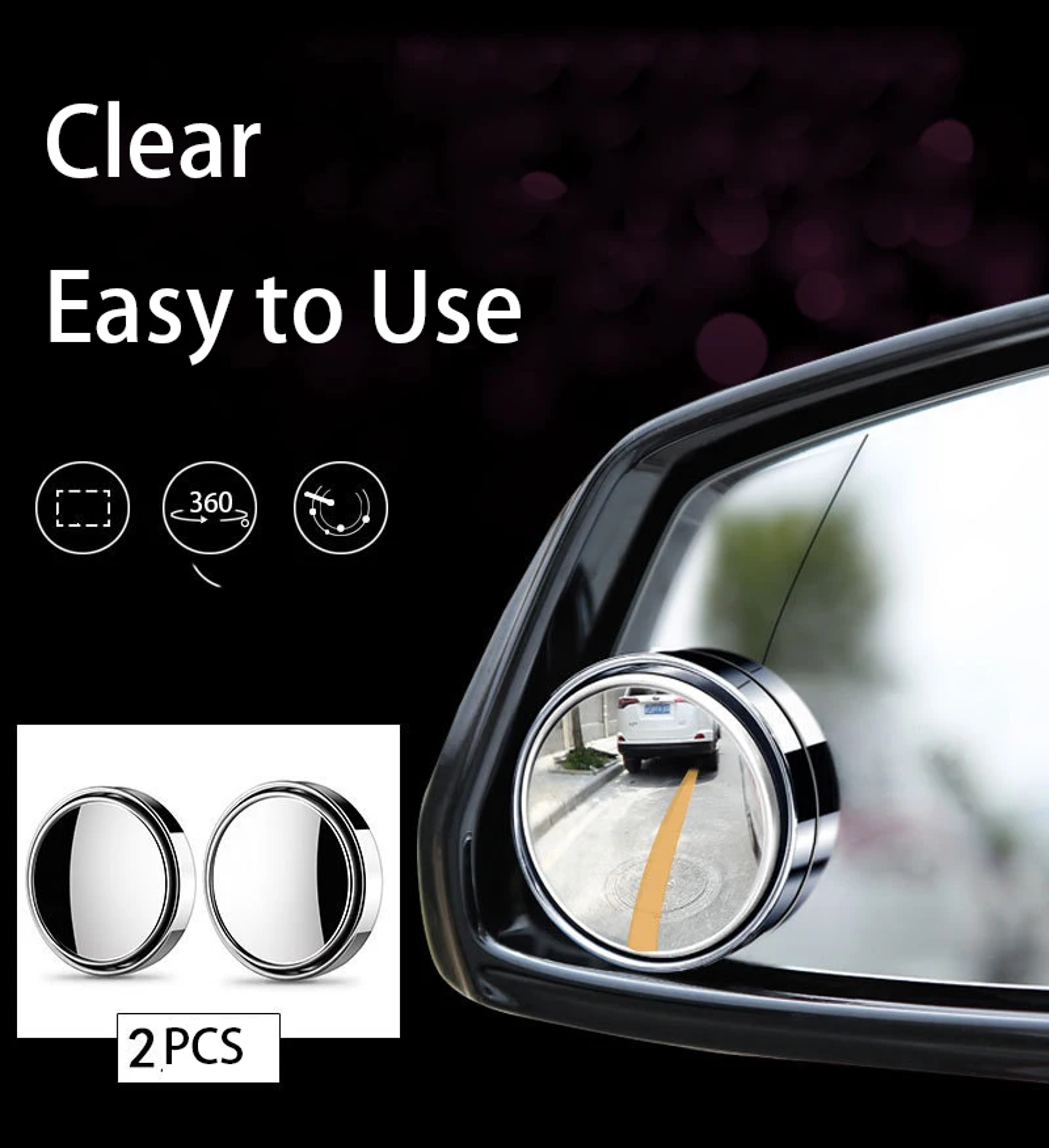 Round Frame Convex Blind Spot Mirror Adjustable WideAngle Rearview Mirror For Safety Driving 1
