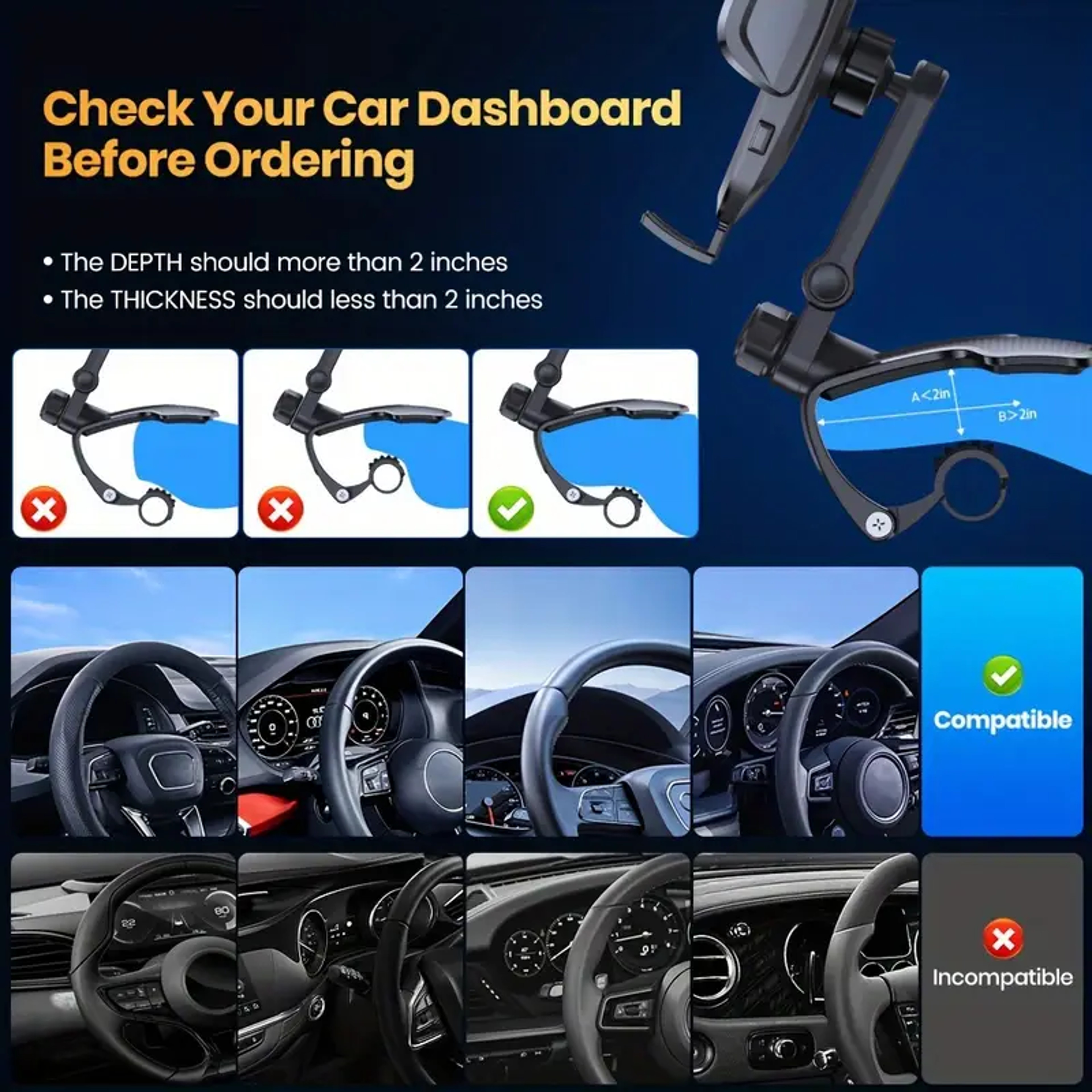 Multi Functional Car Phone Holder Universal Dashboard Mount For Navigation Adjustable And Stable 4