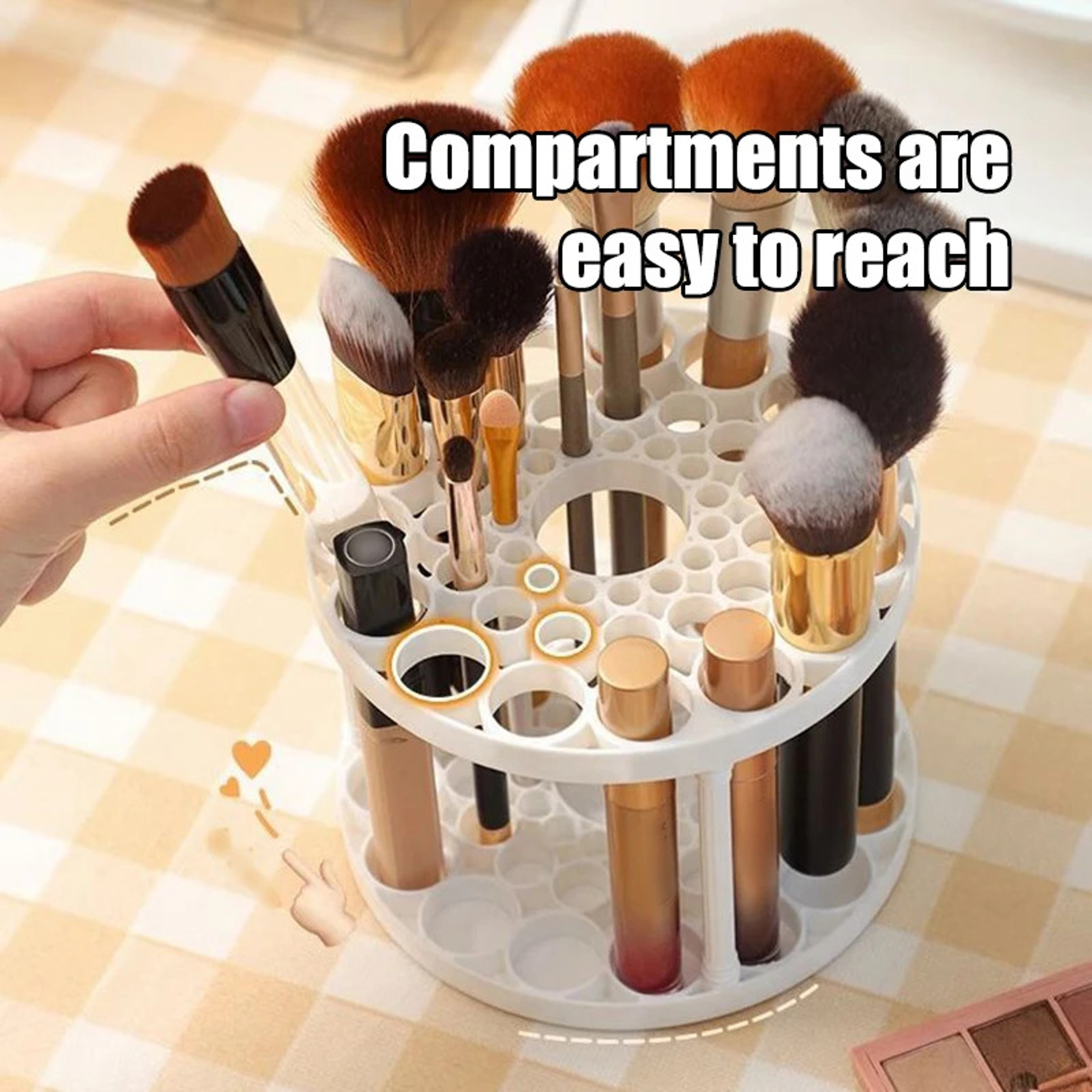 Rotating Makeup Brush Stand Elegant Beauty Storage Organizer For Easy Access And Visibility 2