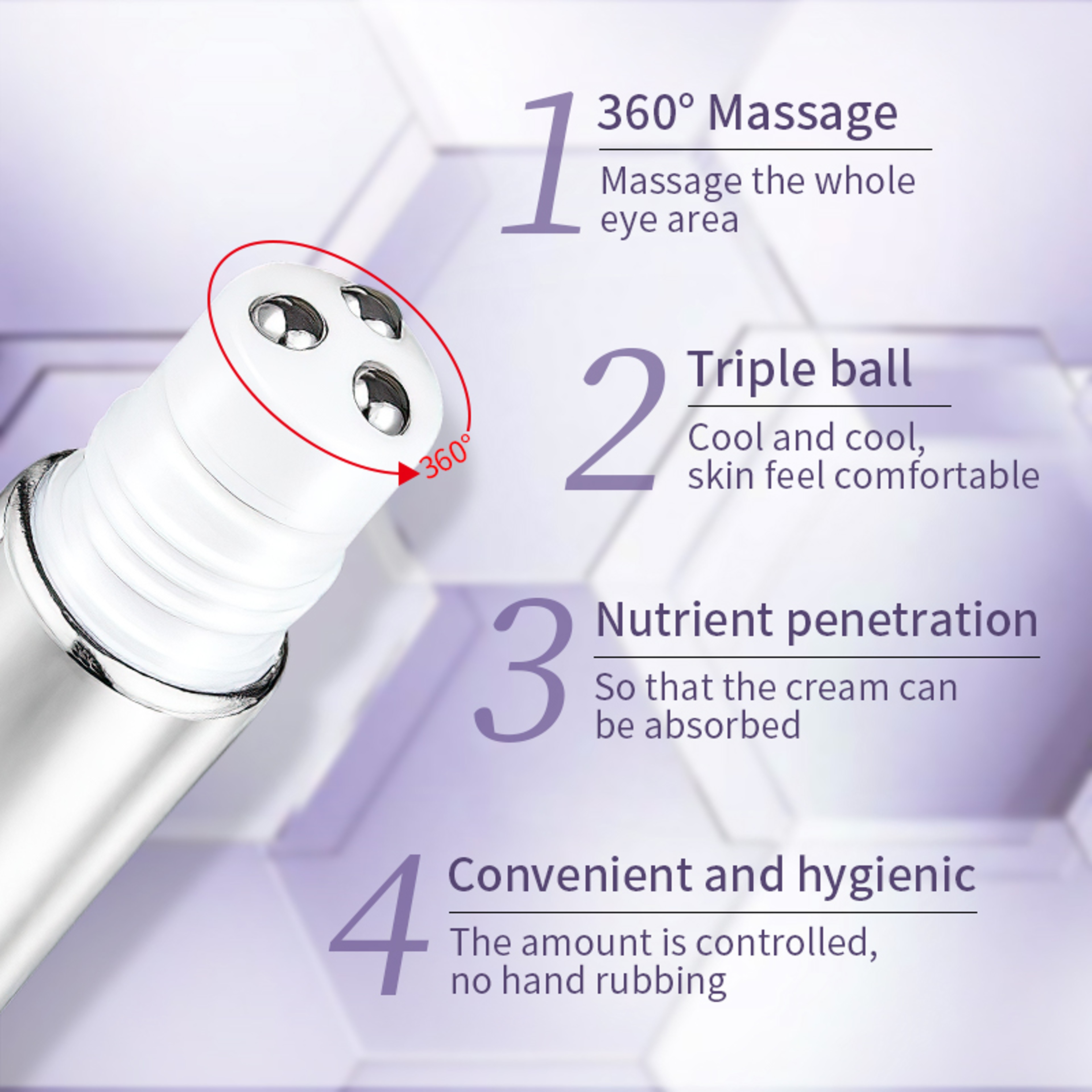 Anti Wrinkle Eye Cream Roller Massager for Dark Circles and Puffiness Hyaluronic Acid Moisturizing Anti Aging Skin Car – view 3