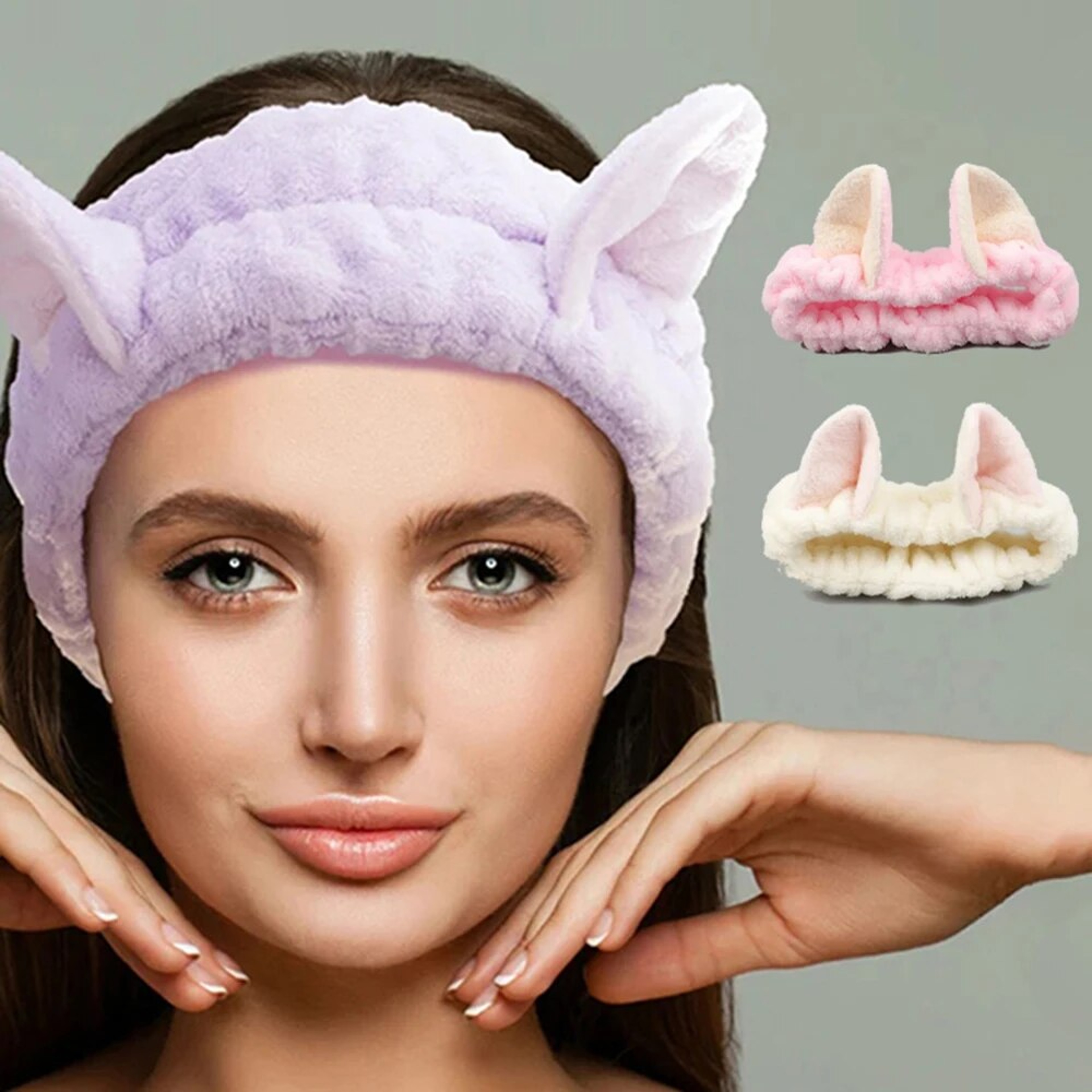 Soft Coral Plush Hairband With Cute Cat Bow Perfect Makeup And Face Wash Headband 0